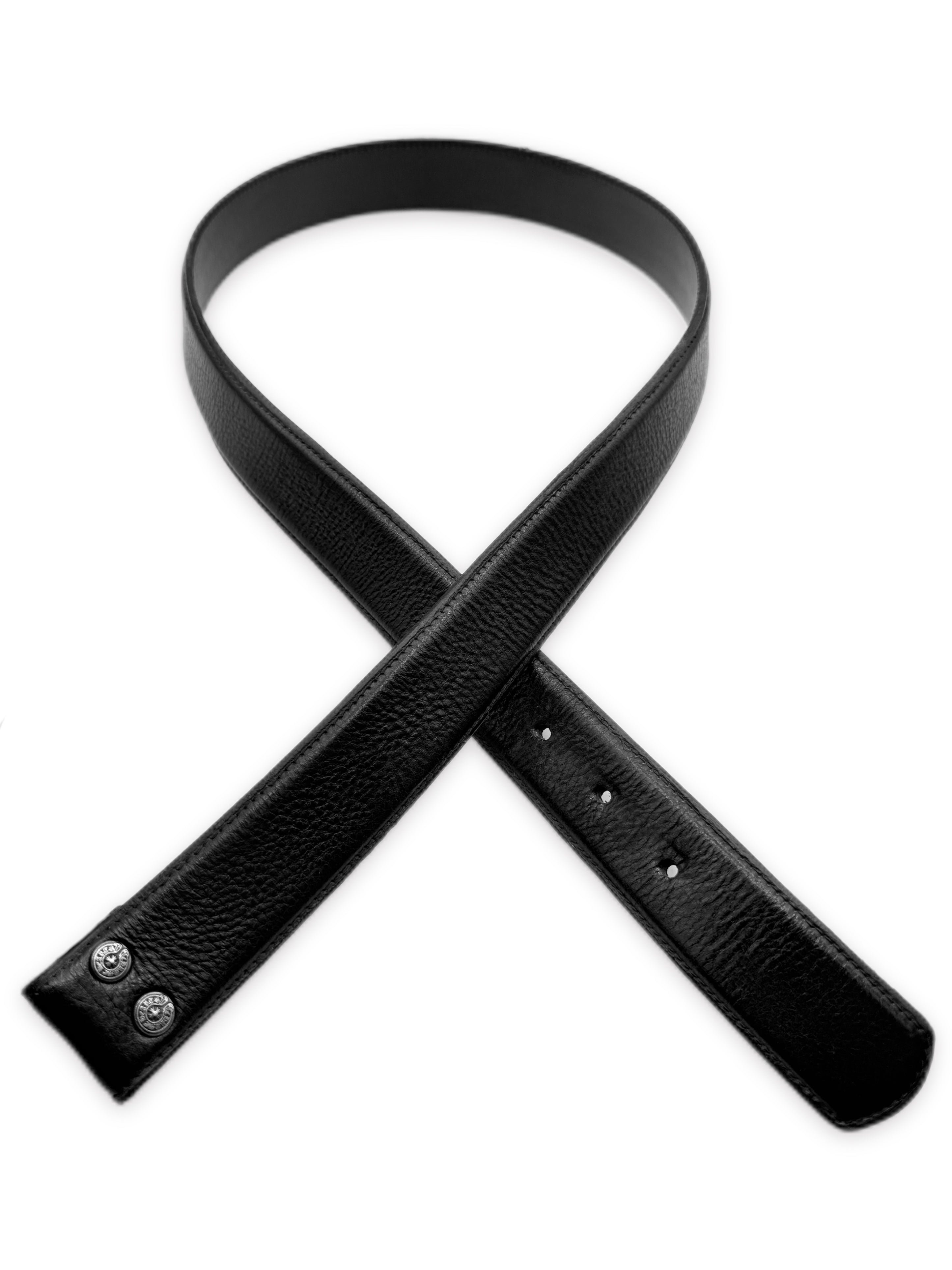 Chrome Hearts Black Leather .925 Silver Belt Strap