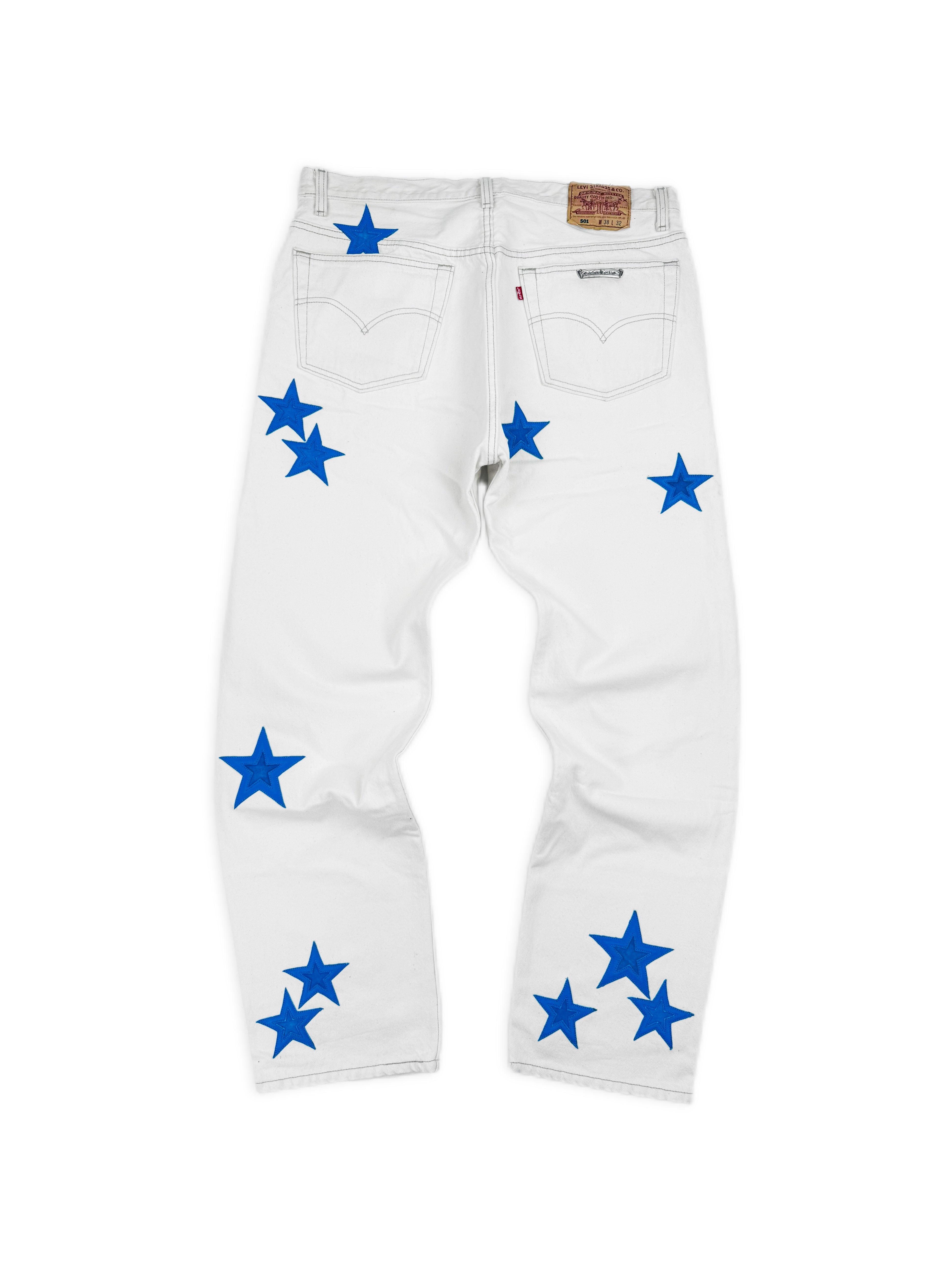 Chrome Hearts 20 Star Patch White Levi’s Rhodium Denim Jeans