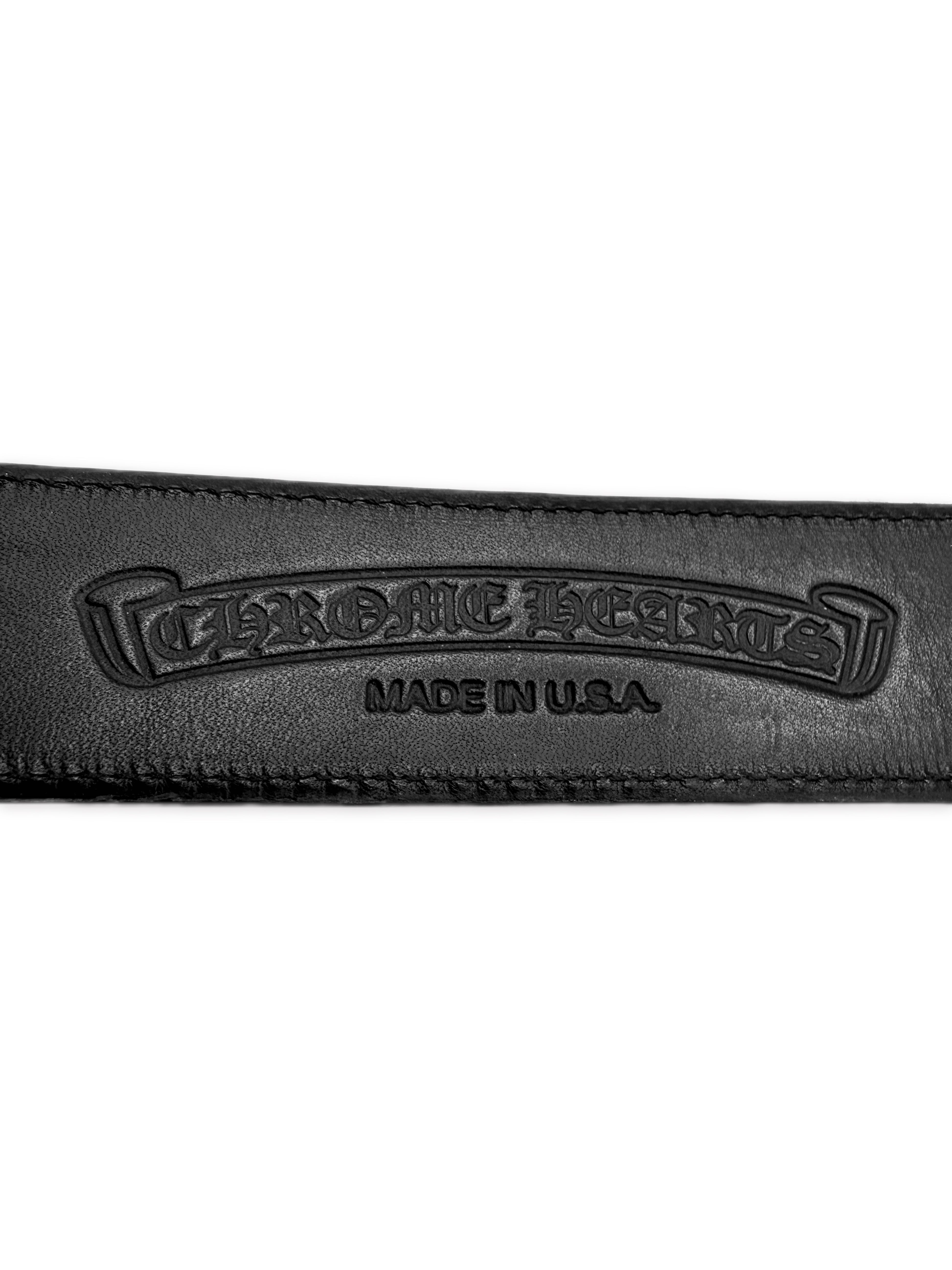 Chrome Hearts Black Leather .925 Silver Belt Strap