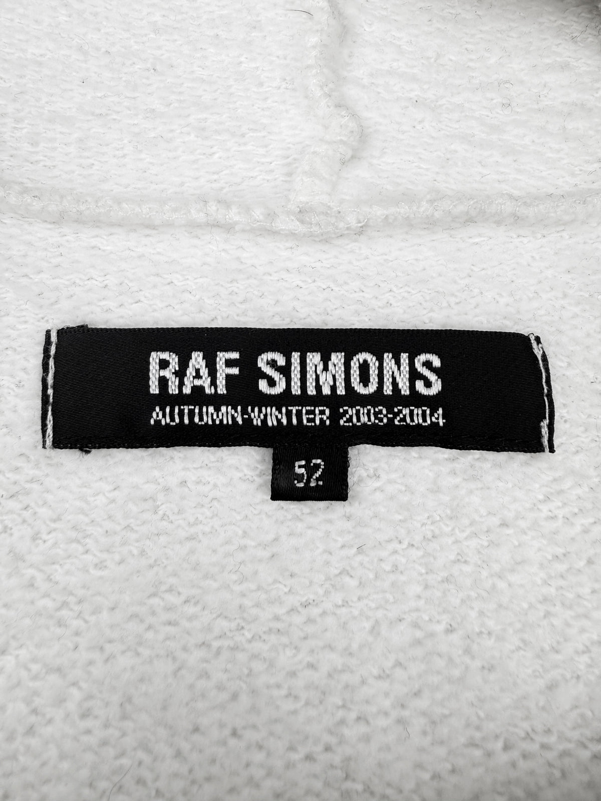 AW03 Raf Simons Closer ‘Blue Monday’ Patch White Raglan Hoodie