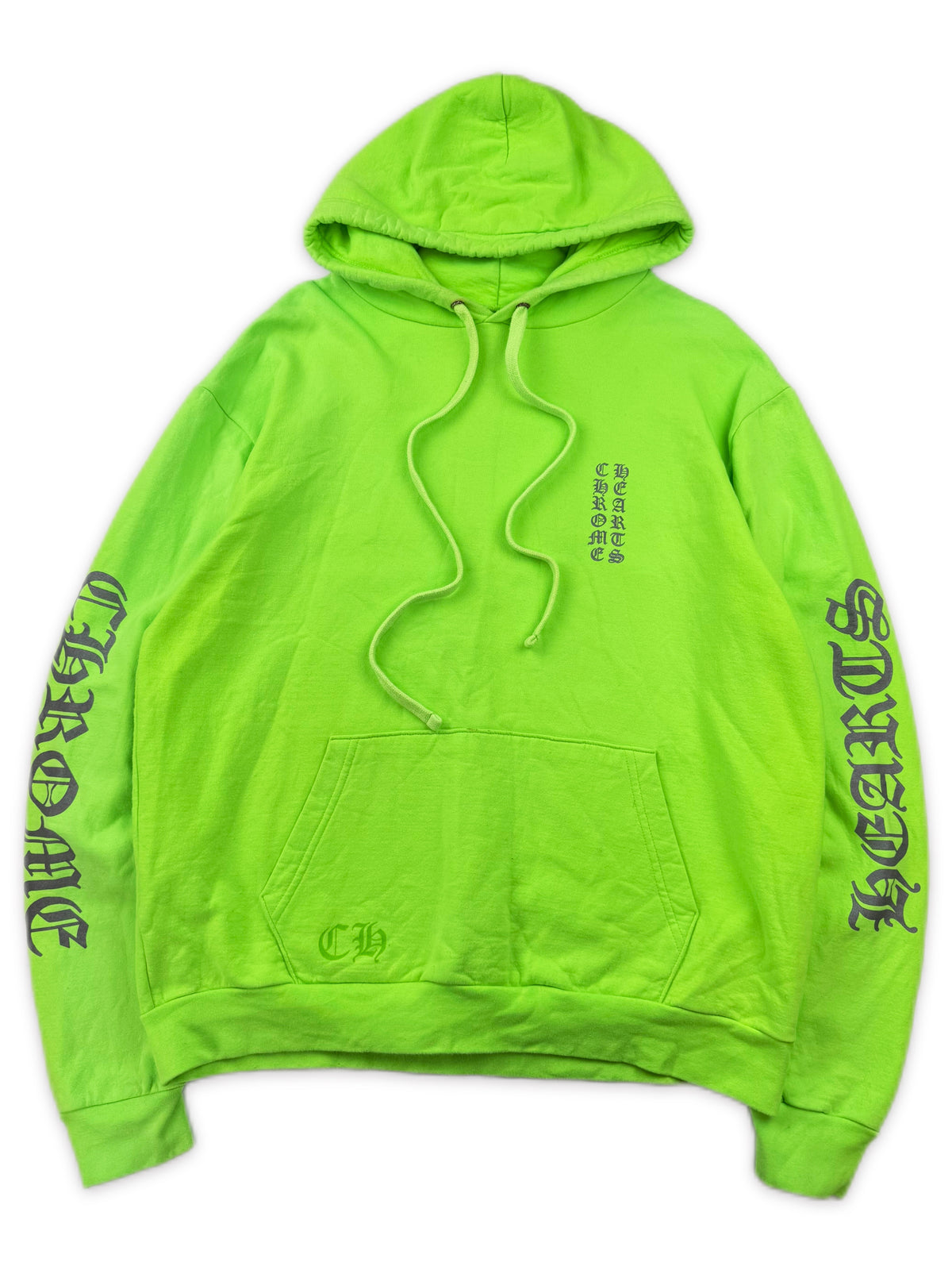 Chrome Hearts Miami Exclusive Neon Green Vertical Logo Hoodie