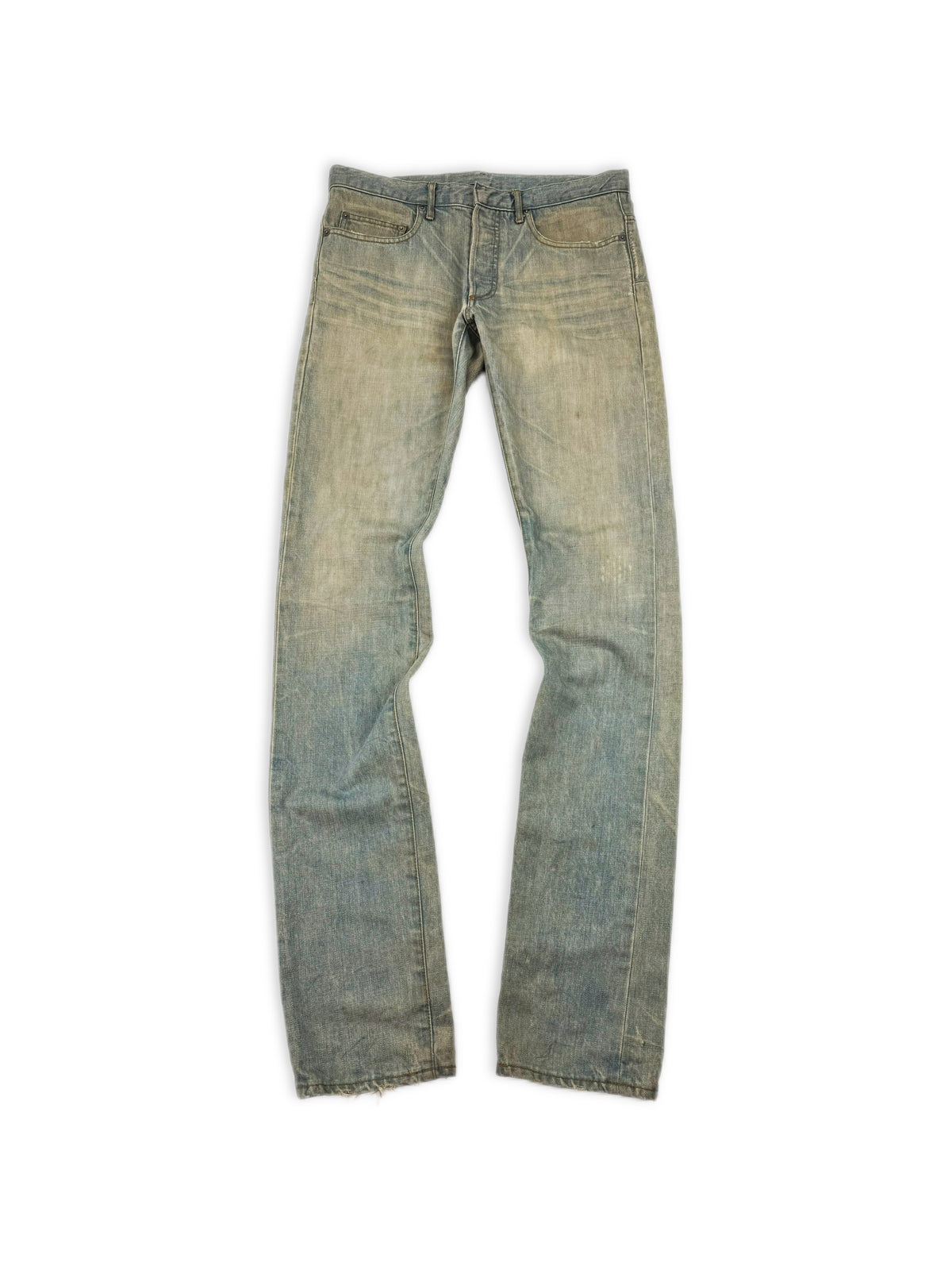 SS04 Dior Homme Strip Bleu Claire Unaltered Light Wash Denim Jeans