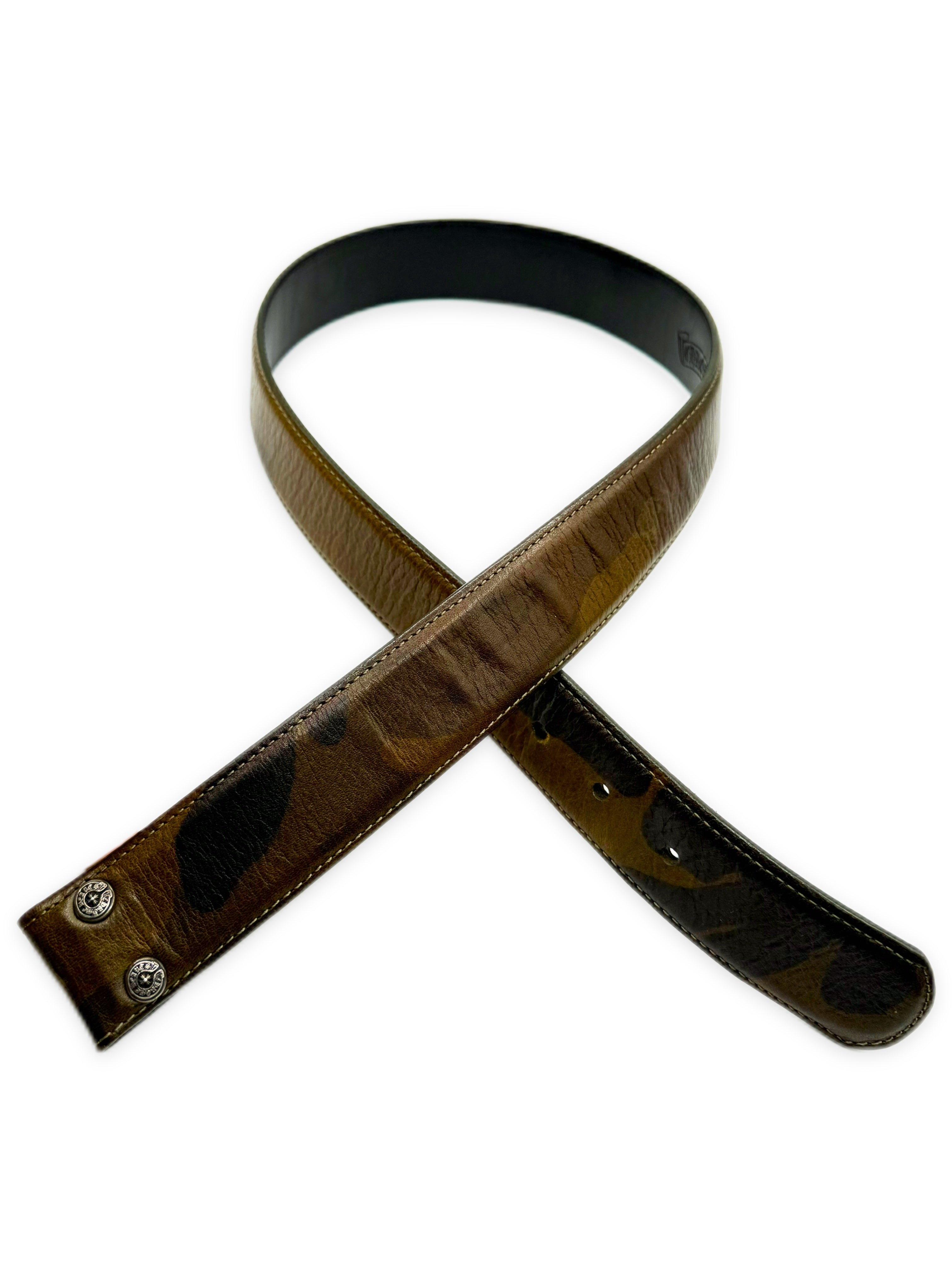 Chrome Hearts Green Camo Leather .925 Silver Belt Strap