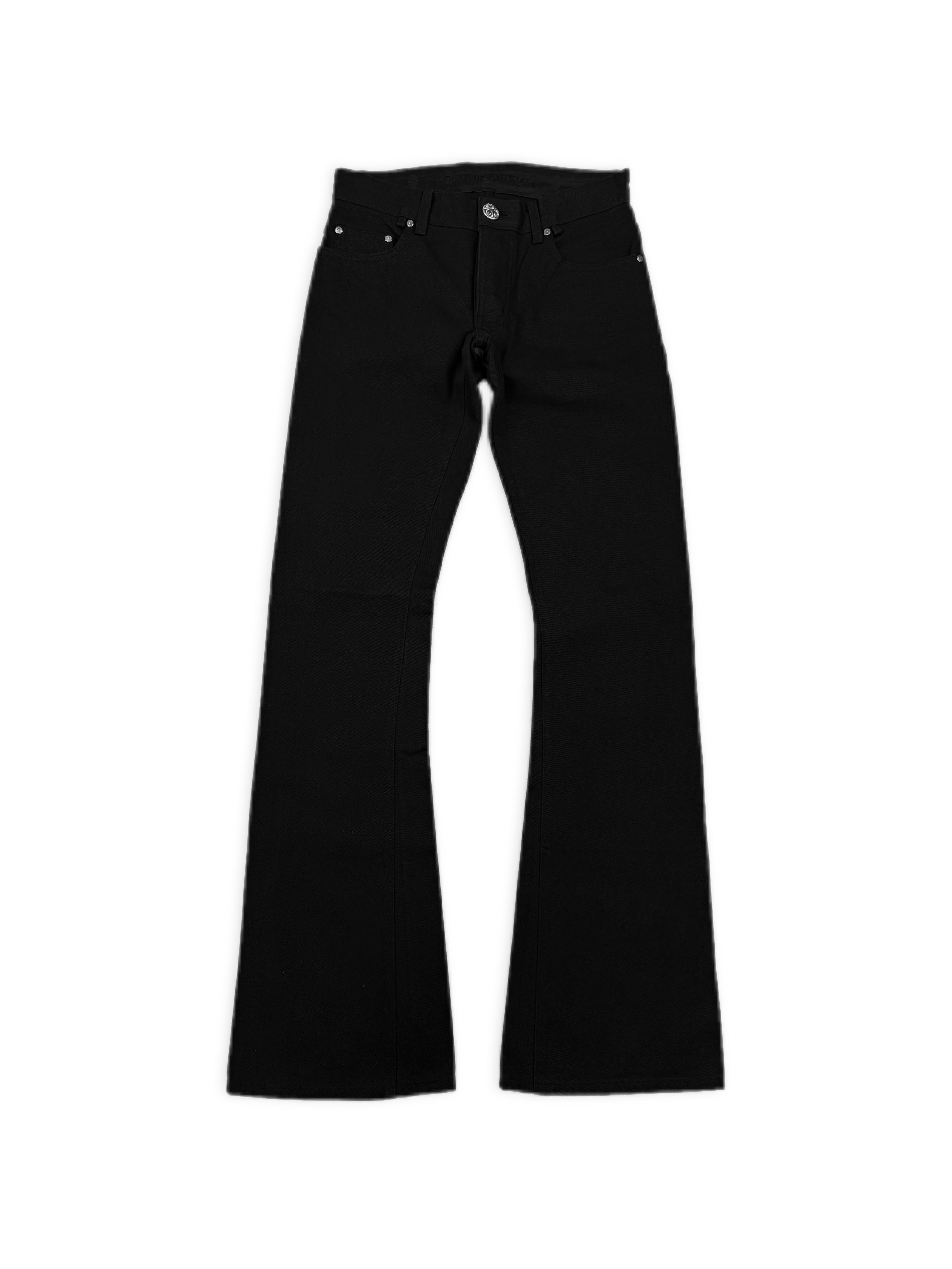 Chrome Hearts RS Cut Flared Long Black Denim Jeans