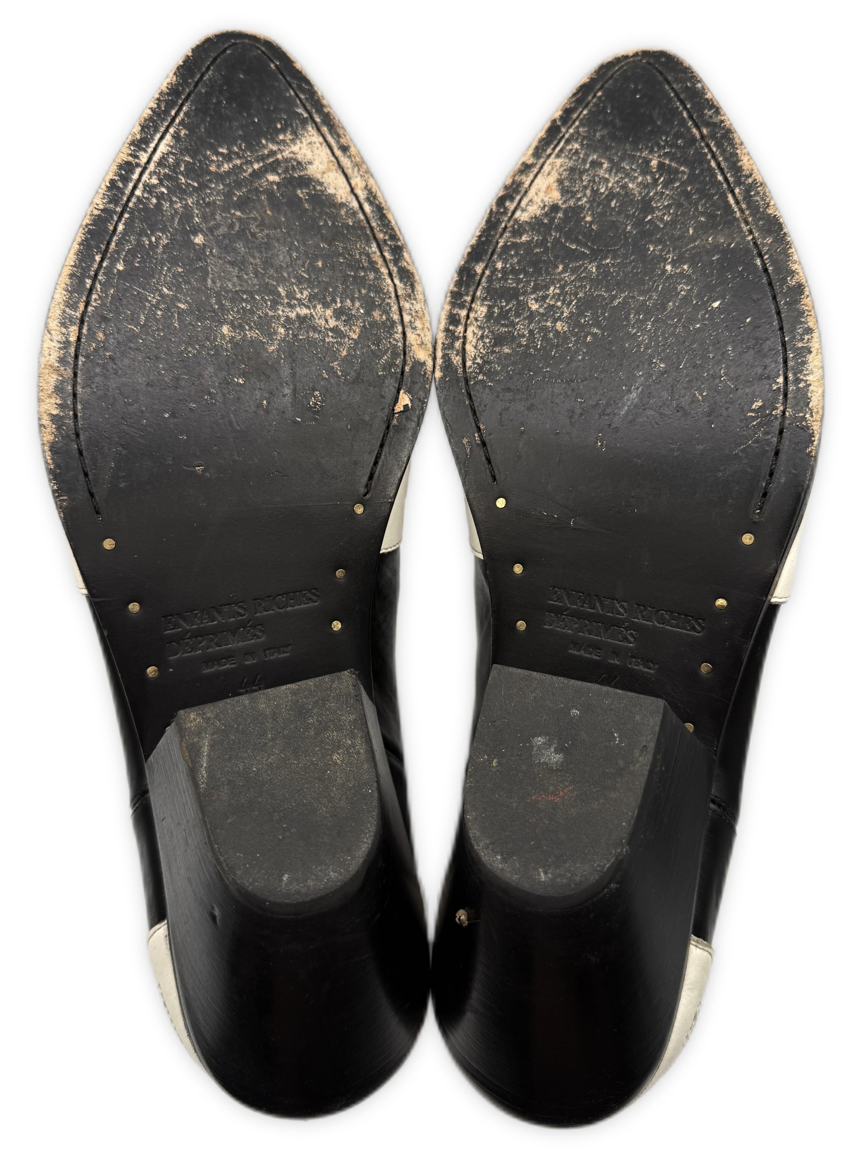 AW20 Enfants Riches Deprimes ‘Midnight’ Black &amp; White Leather Cuban Boots