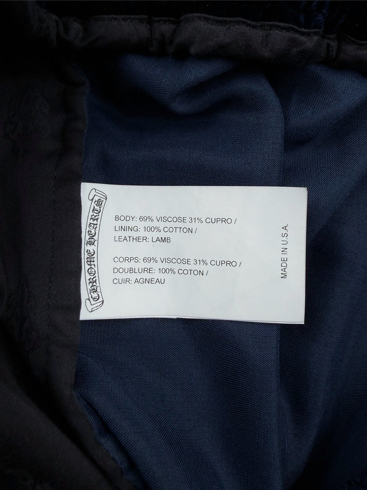 Chrome Hearts Y Not Velour Navy Blue Striped Embroidered Sweat Pants