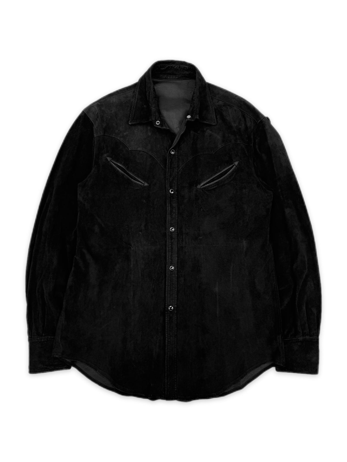 Chrome Hearts Western Fringe Pearl Snap Suede Black Shirt Jacket