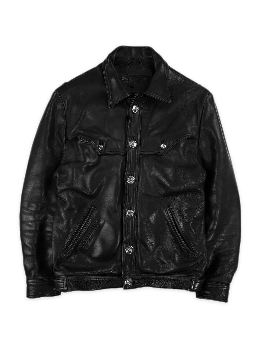 1993 Chrome Hearts Talon Button Leather Moto Fleur Jacket