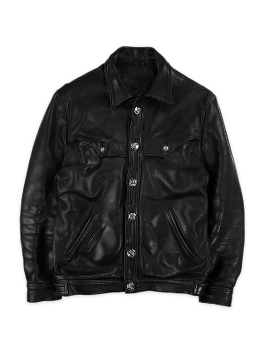 1993 Chrome Hearts Talon Button Leather Moto Fleur Jacket