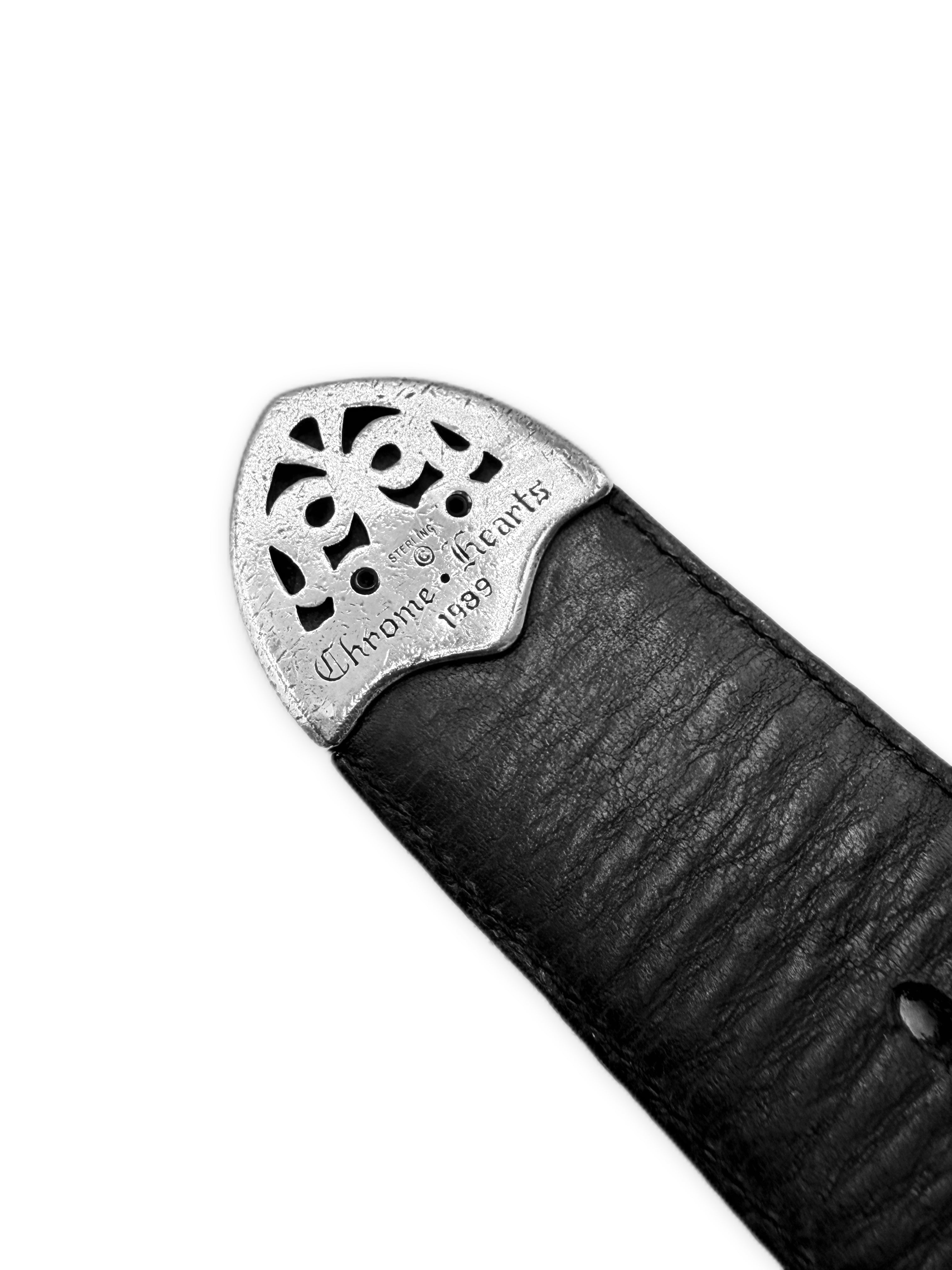 Chrome Hearts Western 3 Piece .925 Silver Black Leather Belt