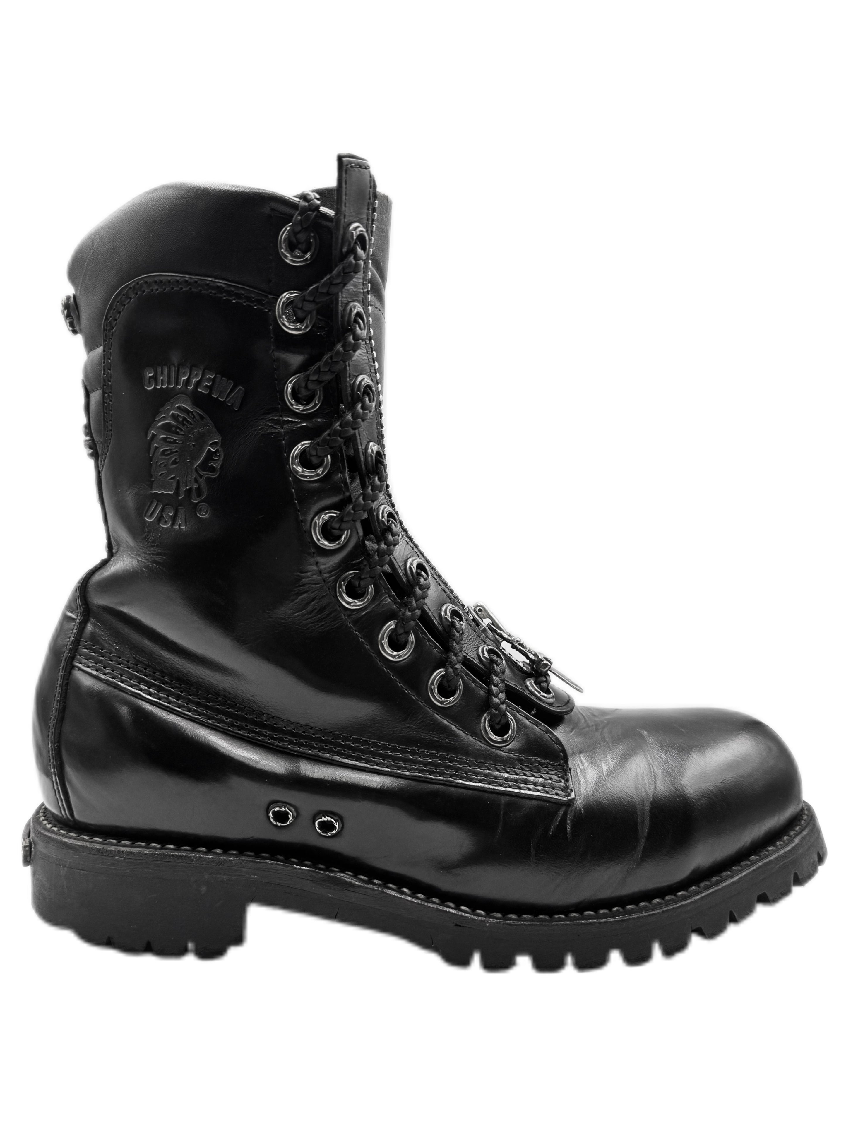 Chrome Hearts x Chippewa Fireman Dagger Zip Cross Heart Leather Boots