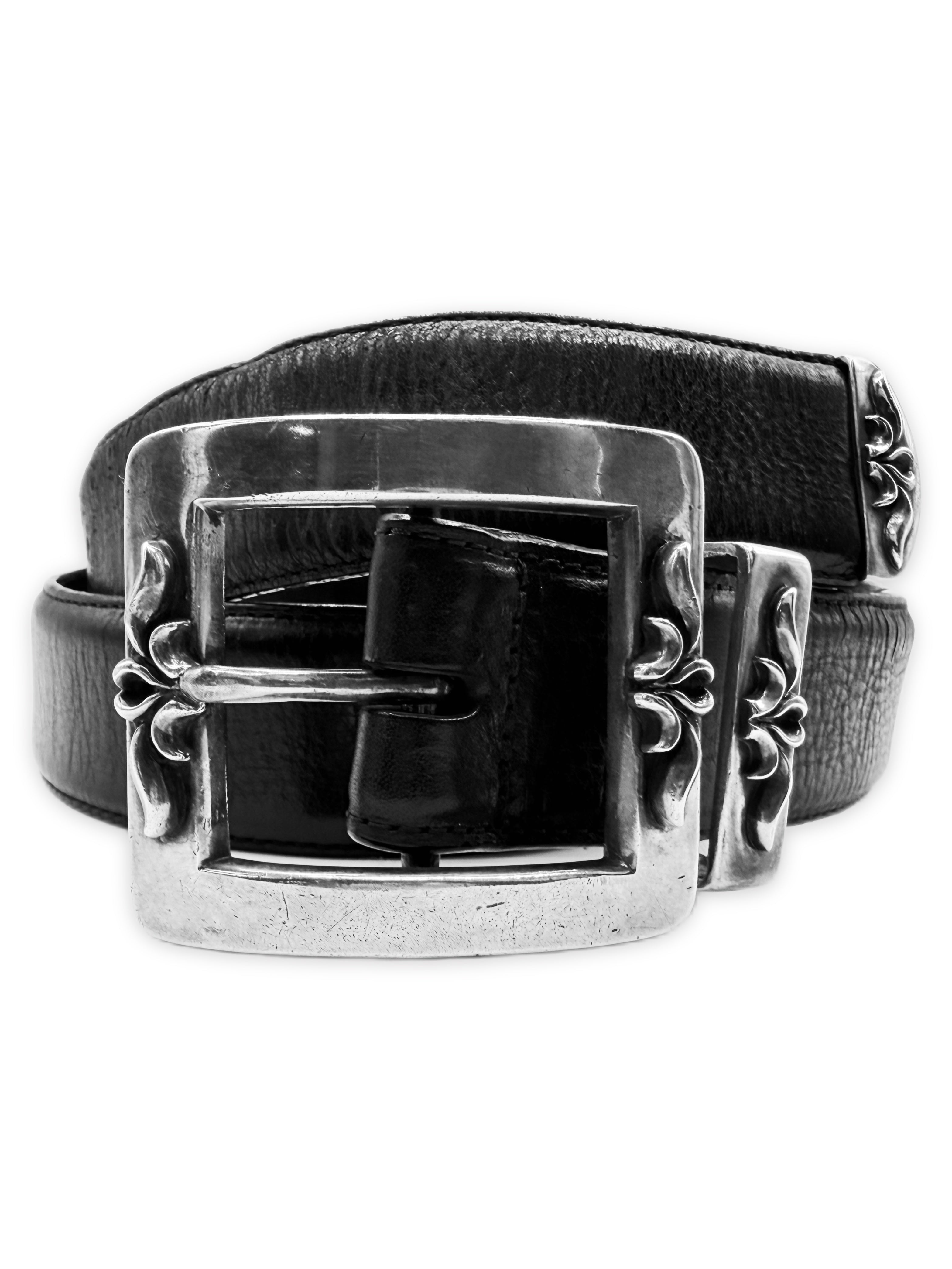 Chrome Hearts OTJ 3 Piece .925 Silver Black Leather Belt