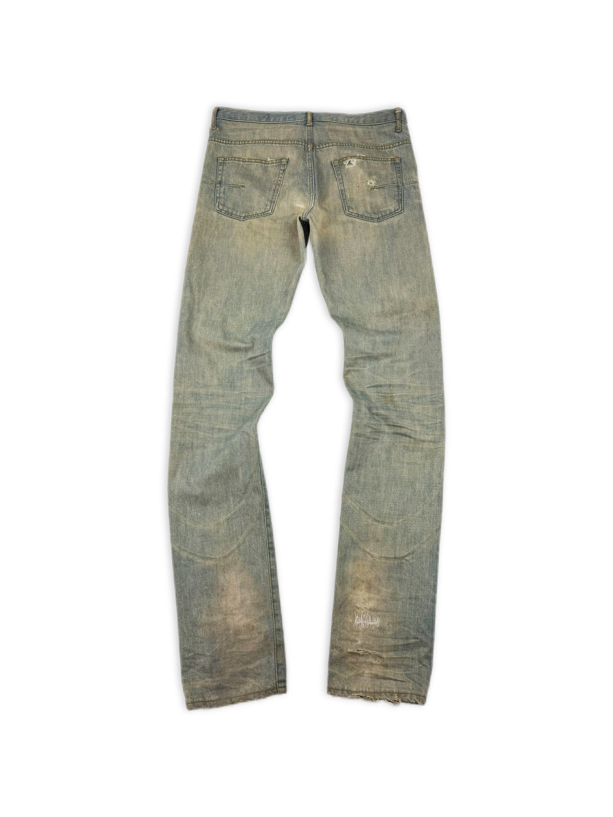 SS04 Dior Homme Strip Bleu Claire Unaltered Light Wash Denim Jeans