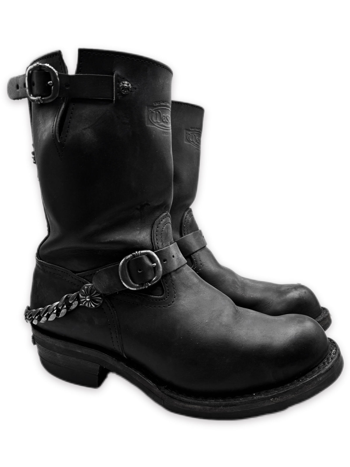 Chrome Hearts x Wesco Cuban Heel Cross Pendant Engineer Leather Boots