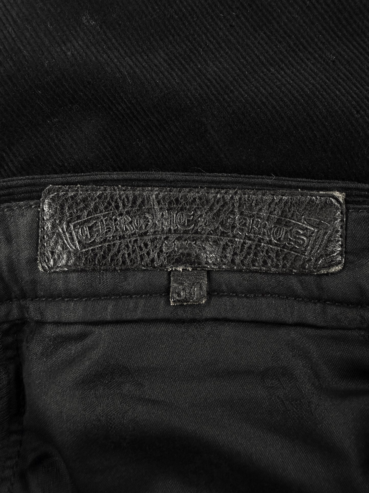 Chrome Hearts Flared Leather Pocket Corduroy Fleur Rivet Black Pants