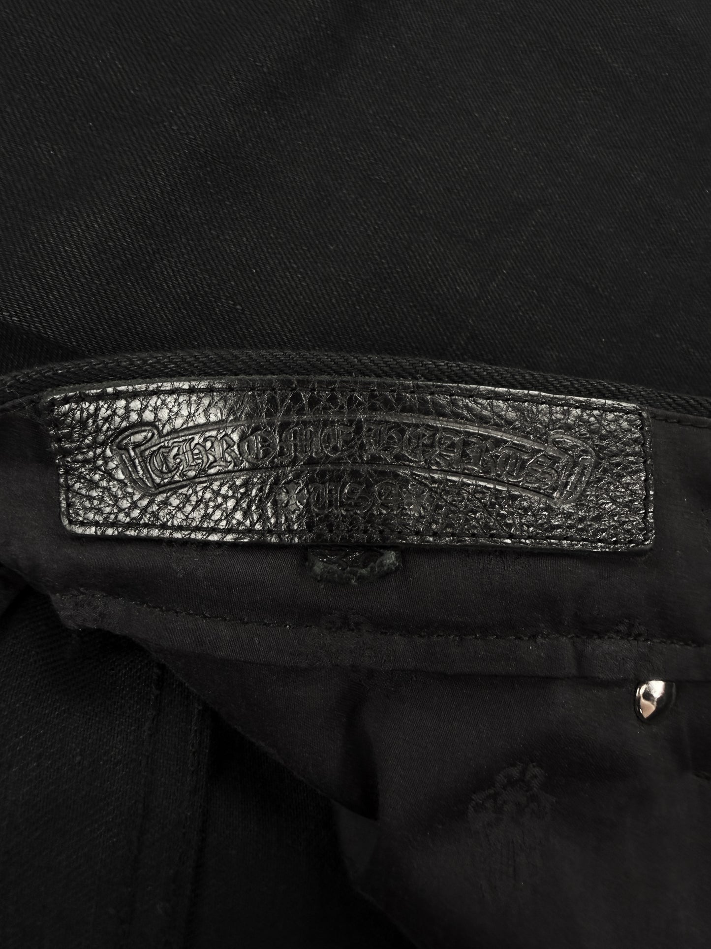 Chrome Hearts RS Flared Extra Long Black Raw Denim .925 Silver Jeans