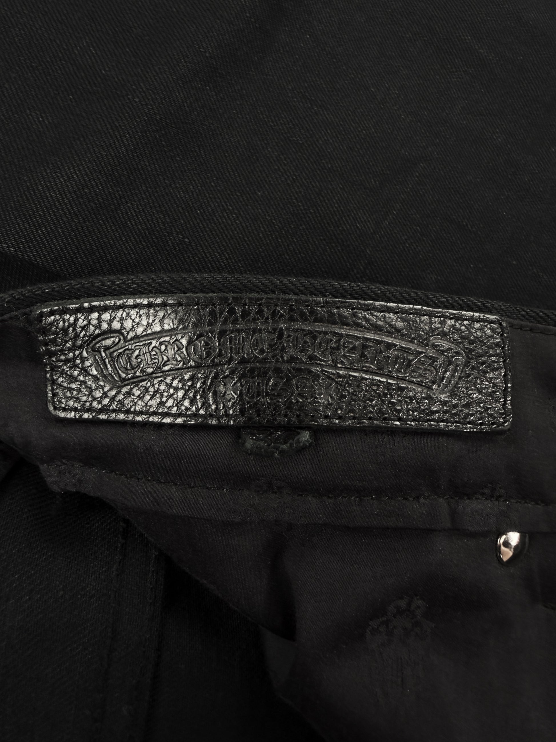 Chrome Hearts RS Flared Extra Long Black Raw Denim .925 Silver Jeans