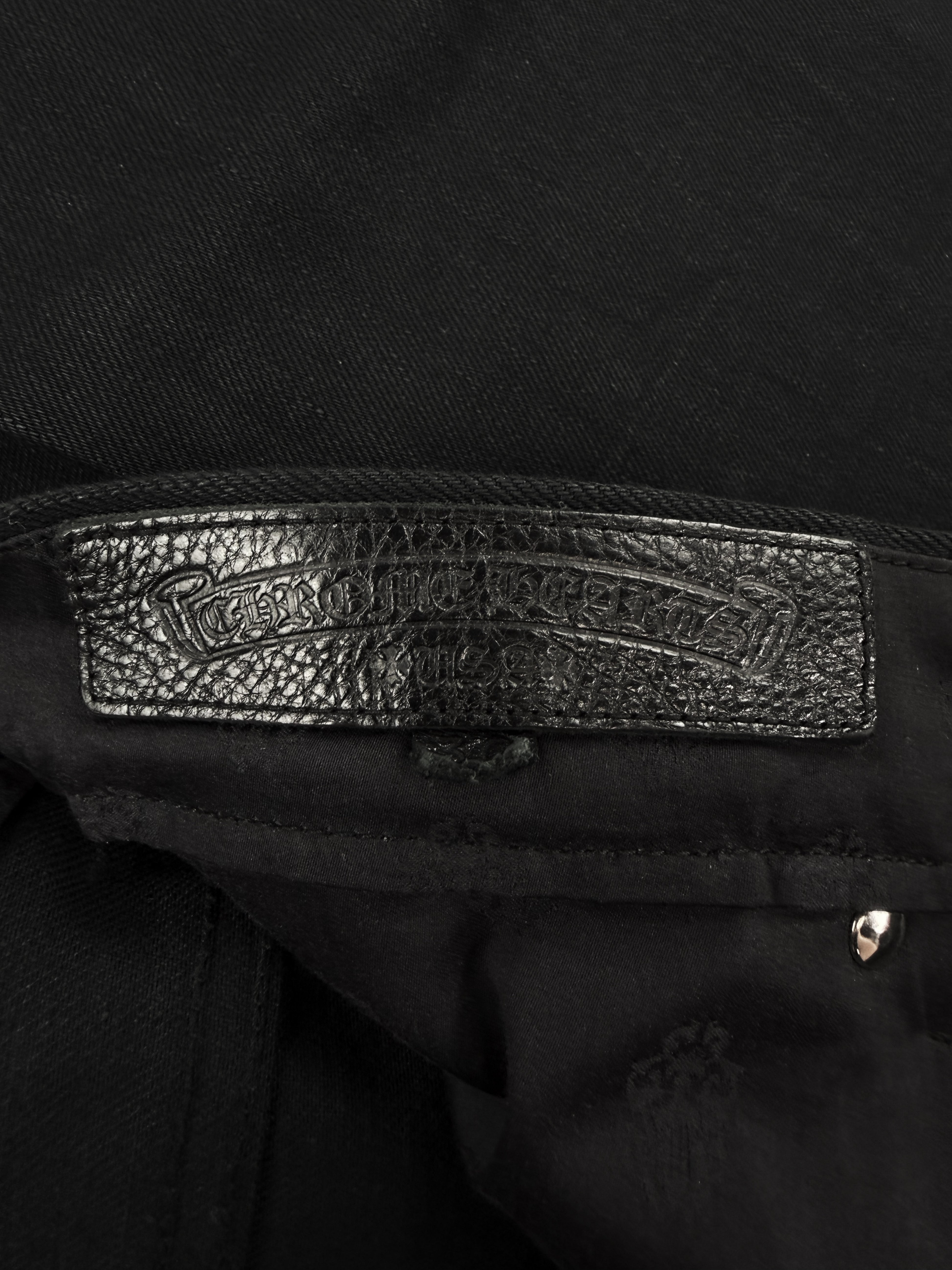 Chrome Hearts RS Flared Extra Long Black Raw Denim .925 Silver Jeans