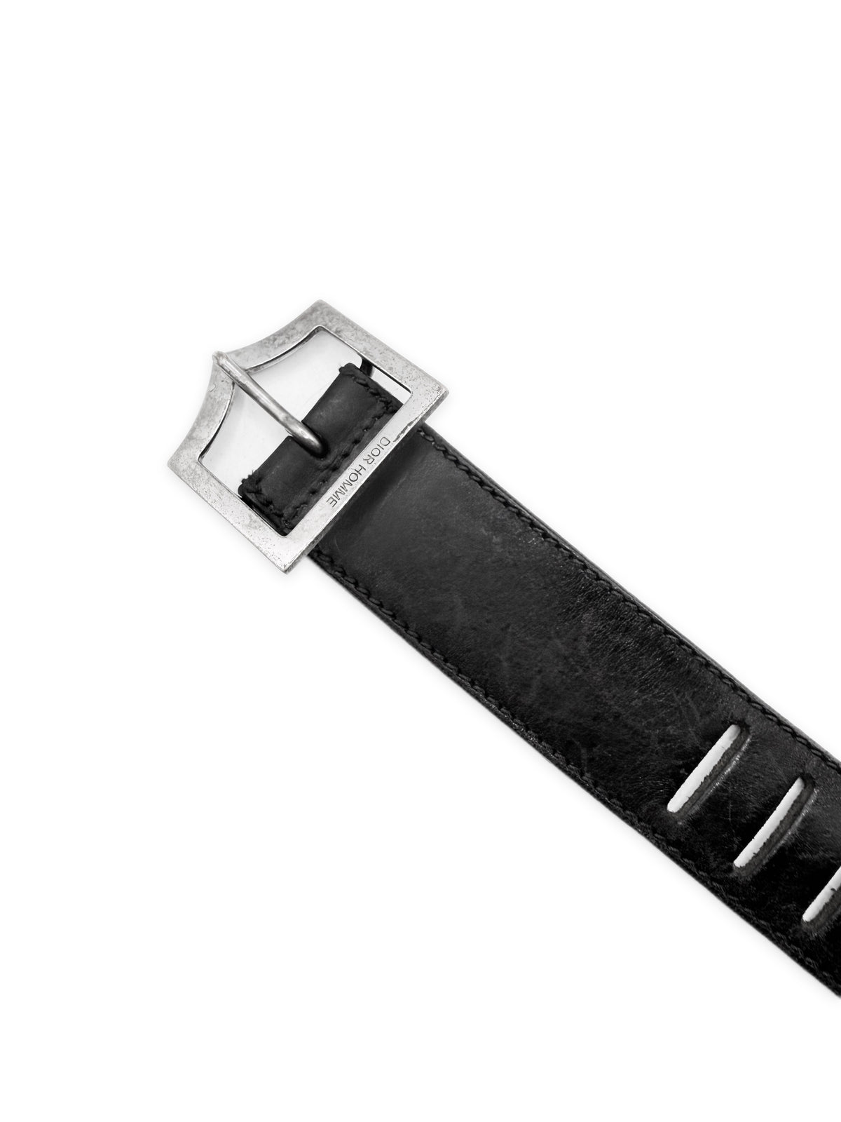 SS05 Dior Homme Cut Out D Buckle Black Leather Belt