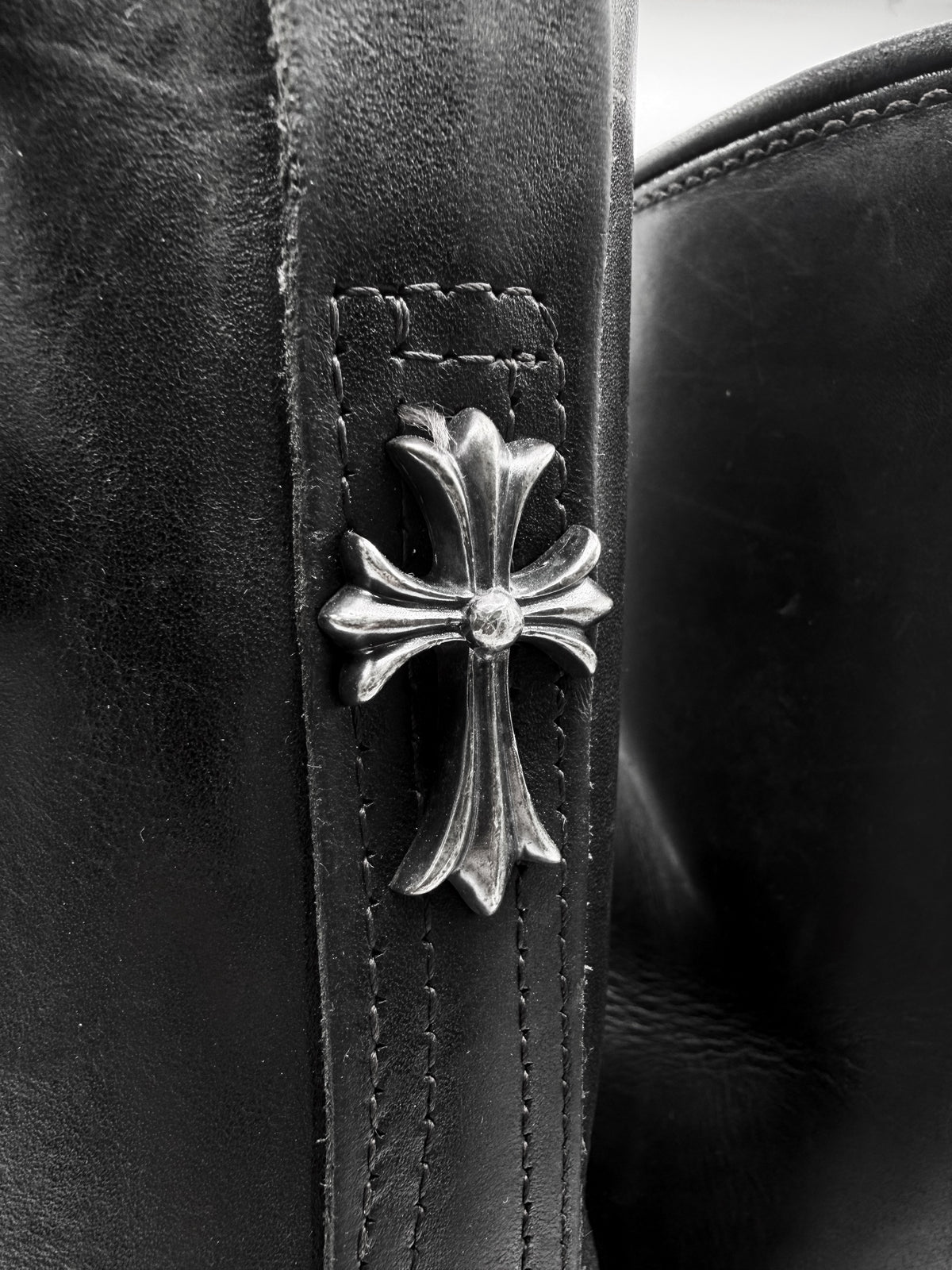 Chrome Hearts x Wesco Engineer Triple Gunslinger Black Leather Boots
