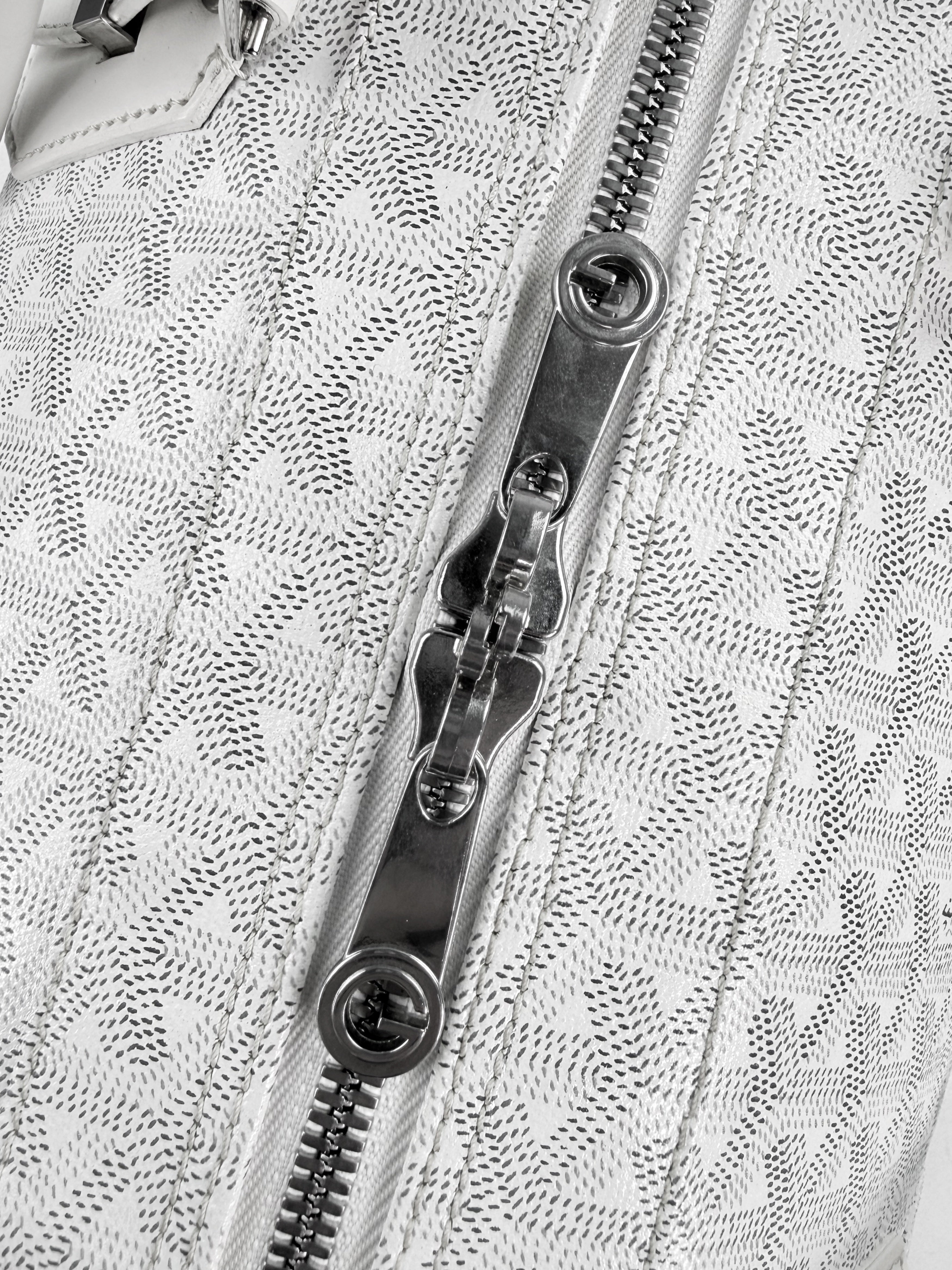 Goyard Boeing 55 White Goyardine Monogram Large Duffle Bag