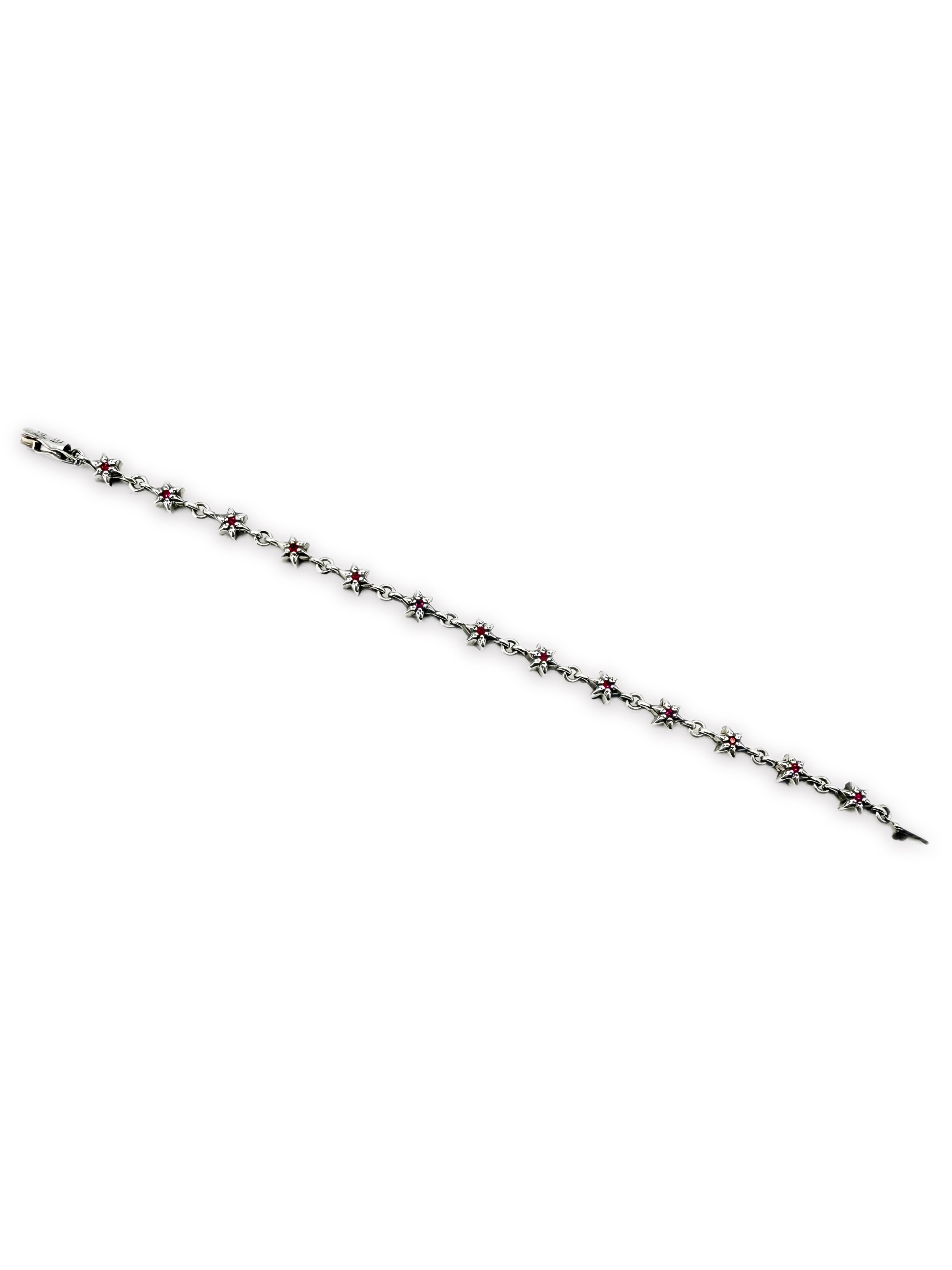 Chrome Hearts Ruby Factory Set 6 Point Tiny Star Silver Bracelet