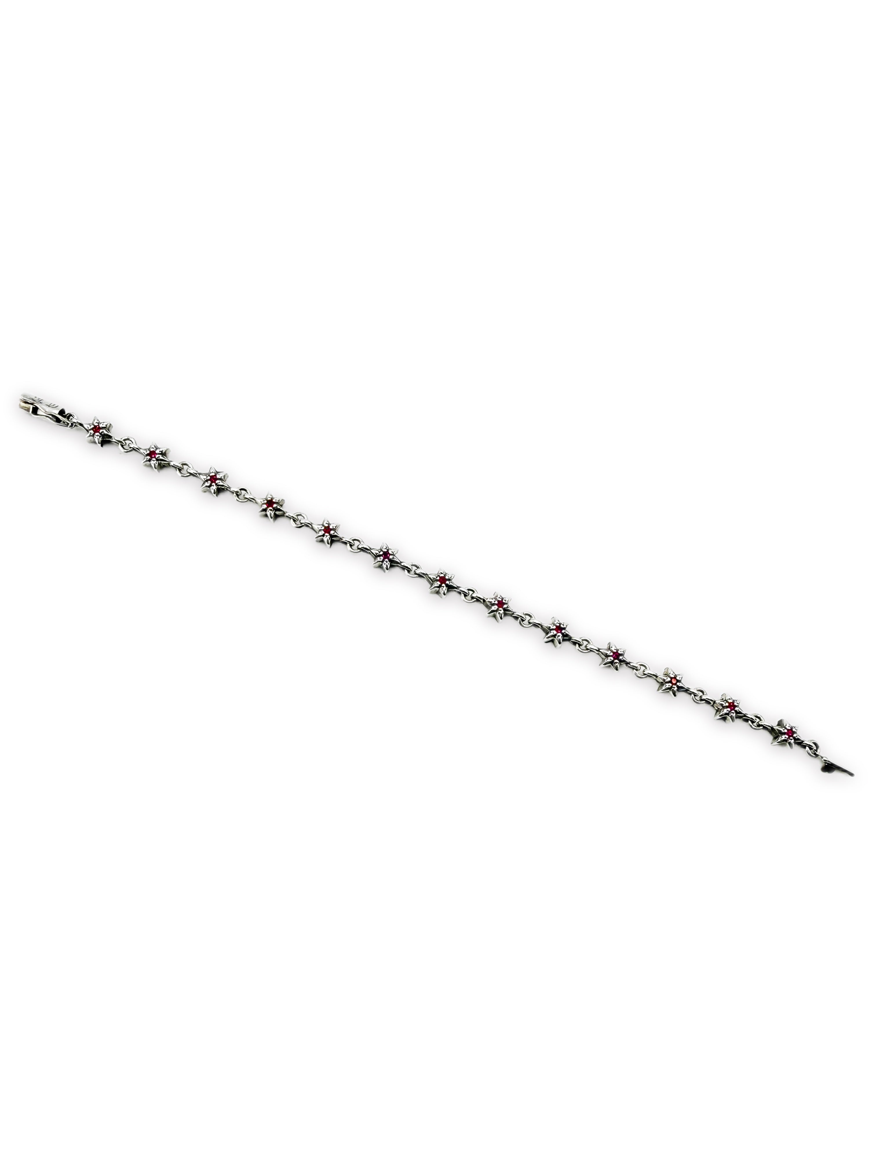 Chrome Hearts Ruby Factory Set 6 Point Tiny Star Silver Bracelet