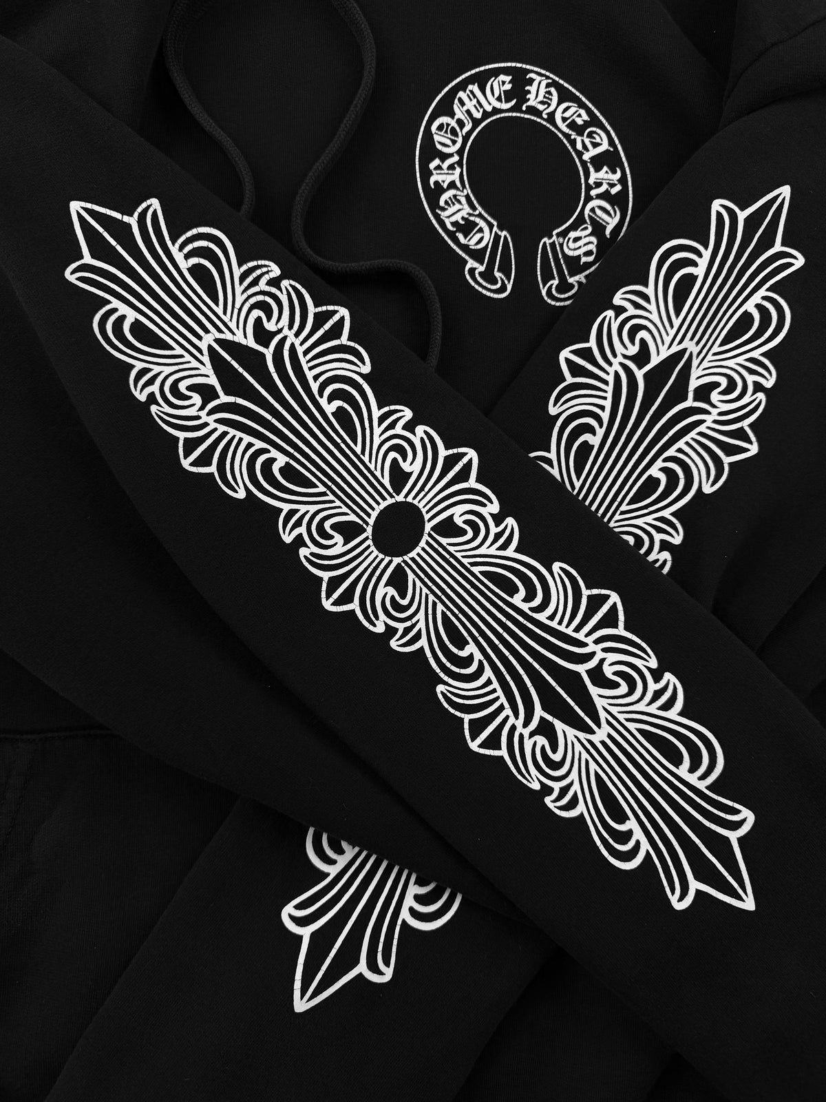 Chrome Hearts Floral Horse Shoe Black Hoodie