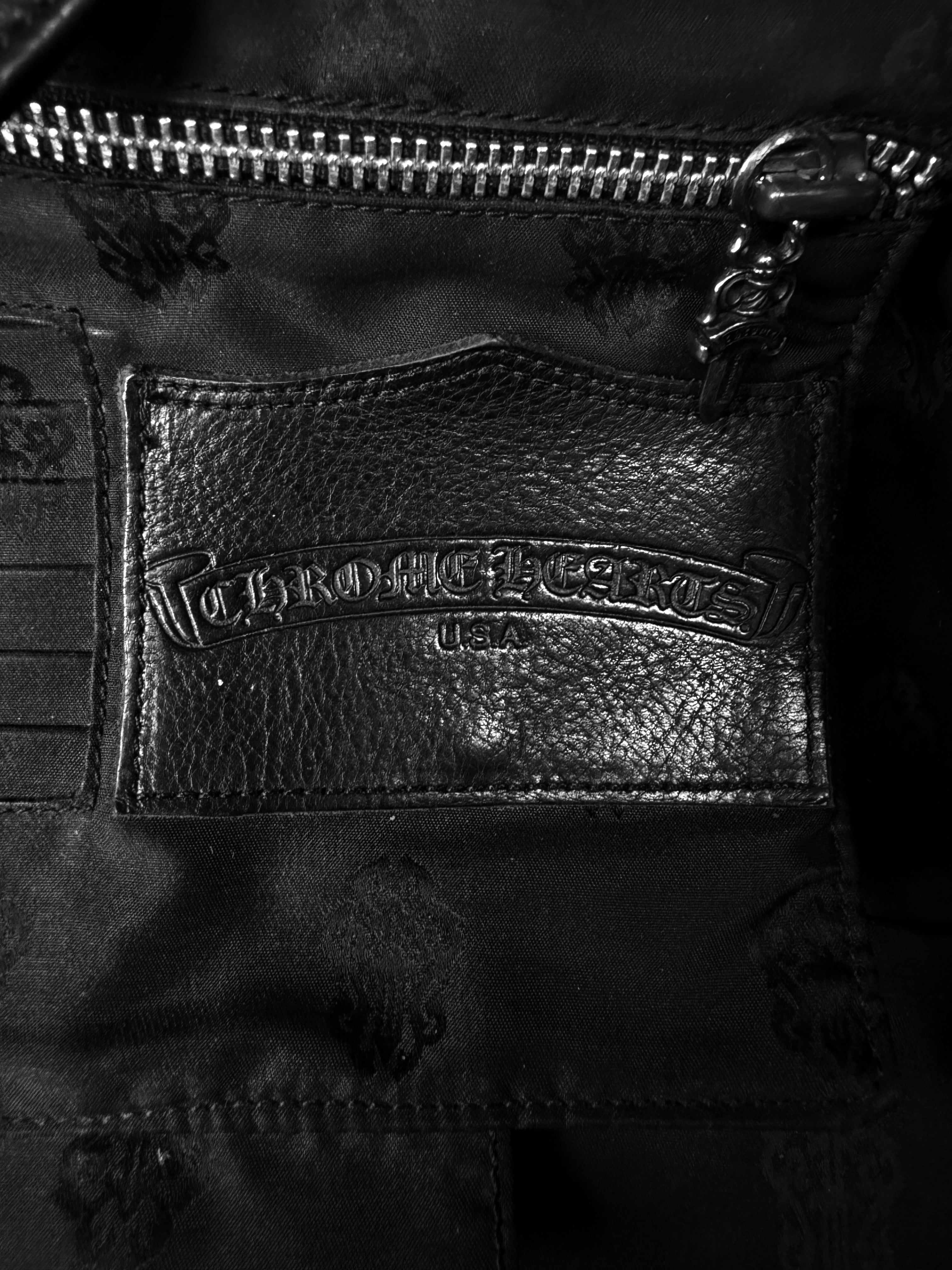 Chrome Hearts Fleur Black Leather Large Weekender Duffle Bag