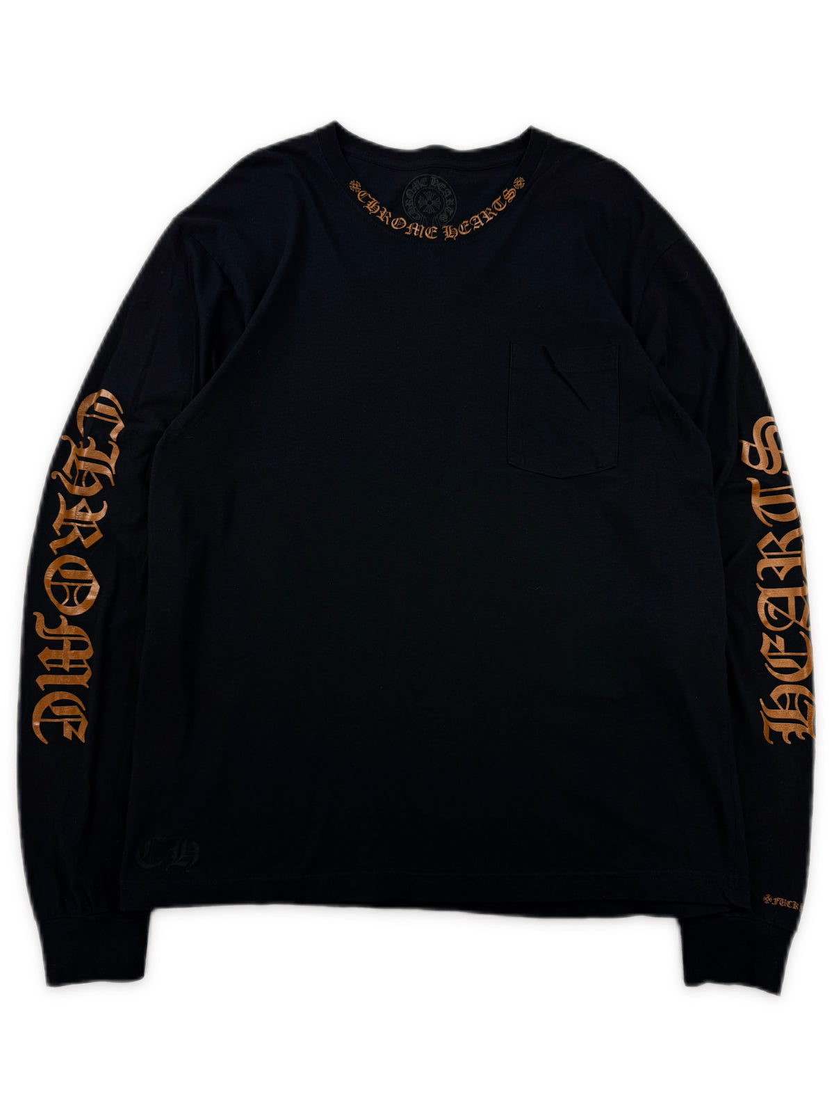 Chrome Hearts Sleeve Logo Orange Ringer Black Long Sleeve Shirt