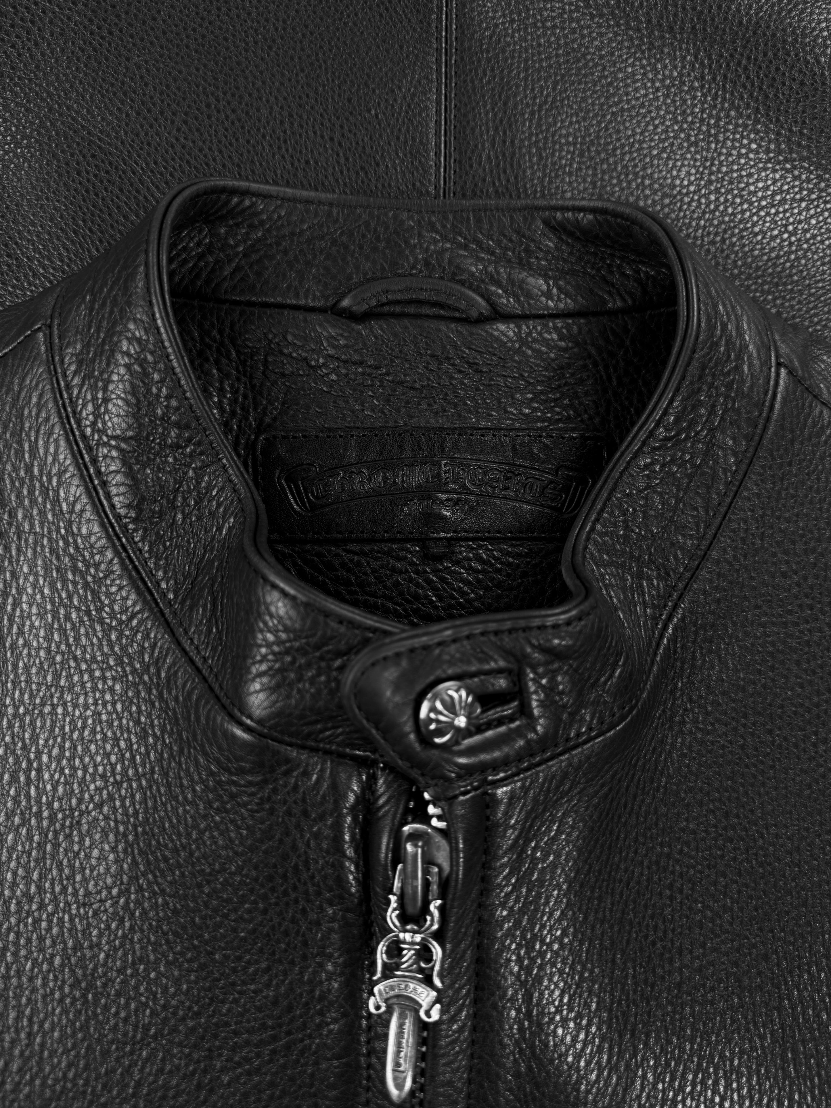 Chrome Hearts Alligator 26 Cross Patch Black Leather Moto Jacket