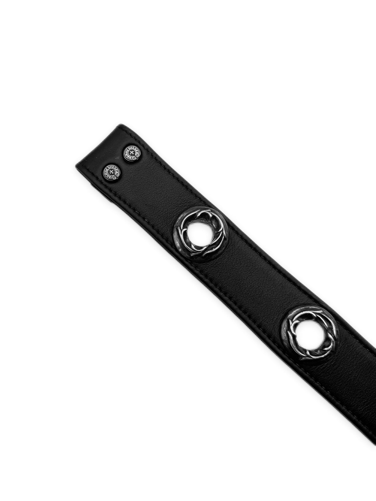 Chrome Hearts Loaded Large Grommet Oiled Black Leather Belt Strap