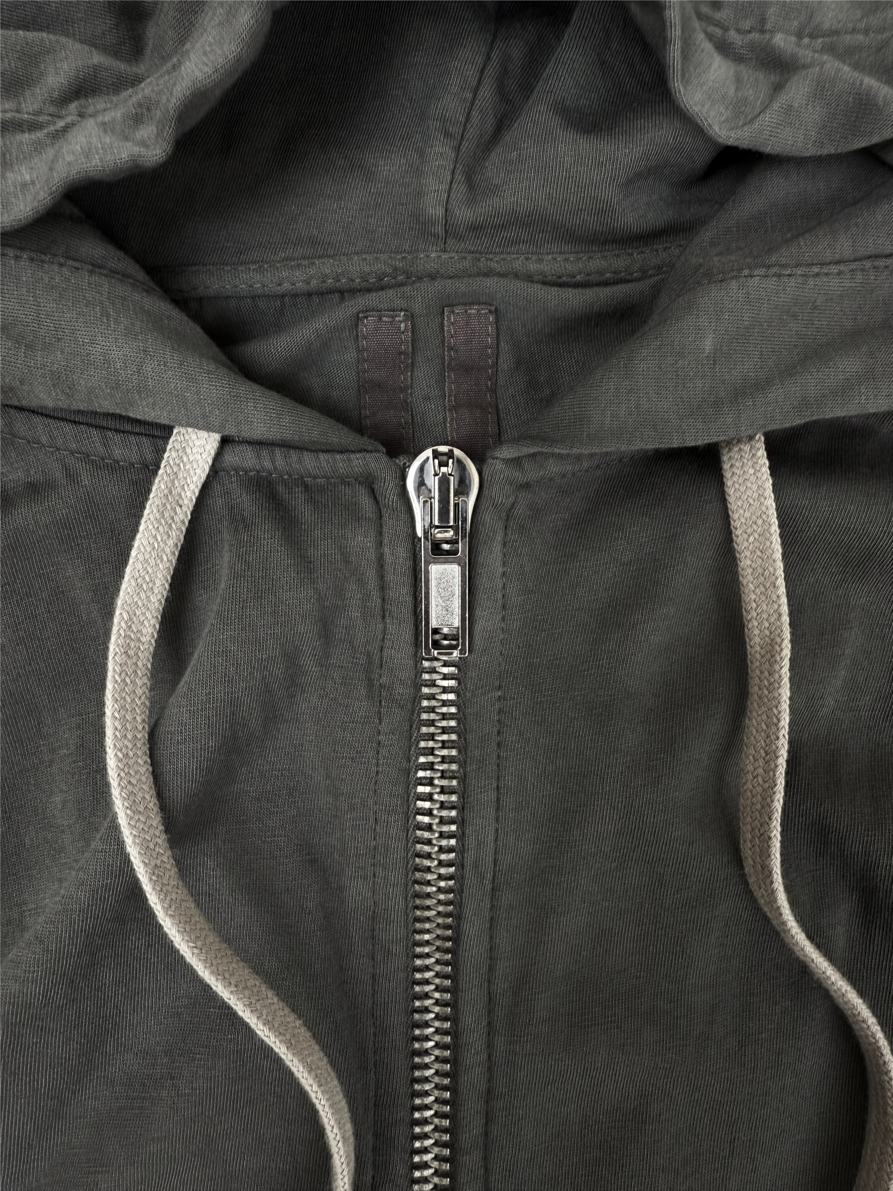 Rick Owens Grey Long Zip-up Lightweight Hoodie