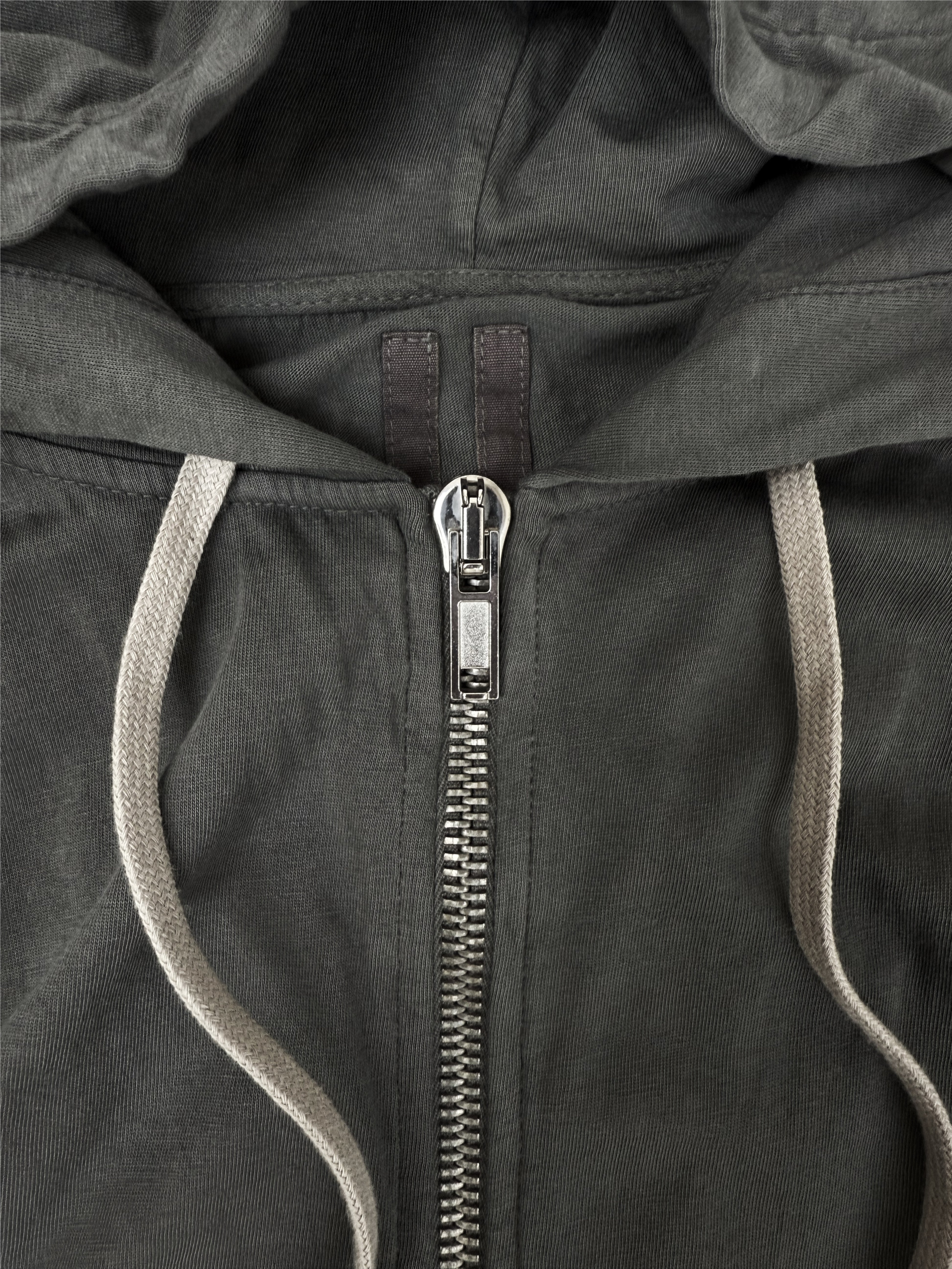 Rick Owens Grey Long Zip-up Lightweight Hoodie