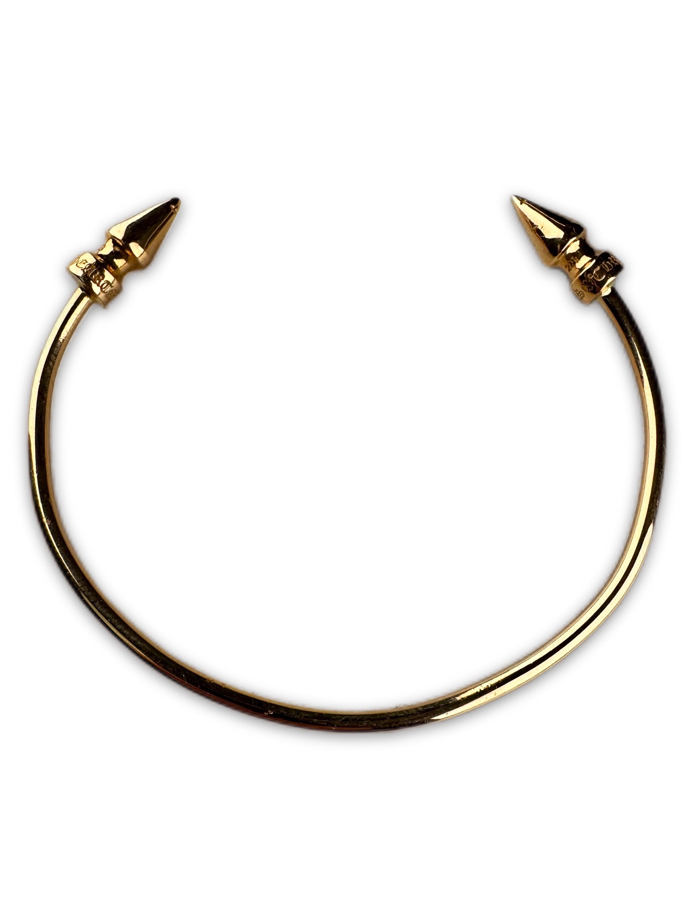Chrome Hearts 22K Gold ‘Thorn’ Spike Bangle Cuff Bracelet
