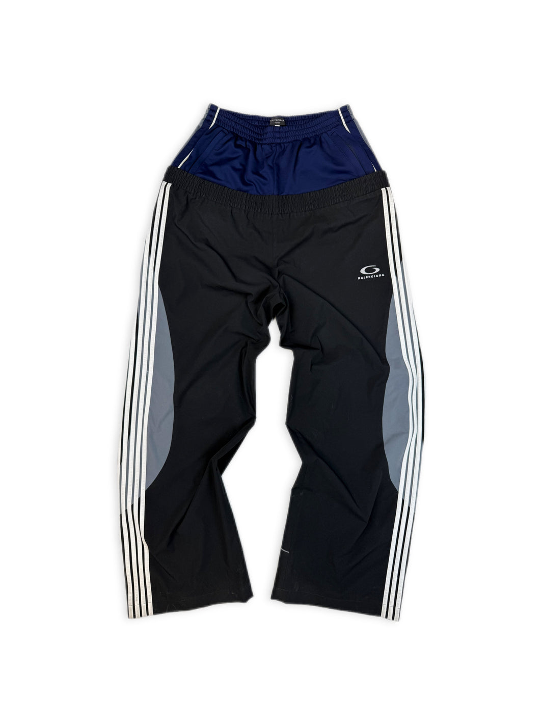 AW24 Balenciaga ‘Cut Up’ Double Waist Four Stripe Wide Leg Track Pants