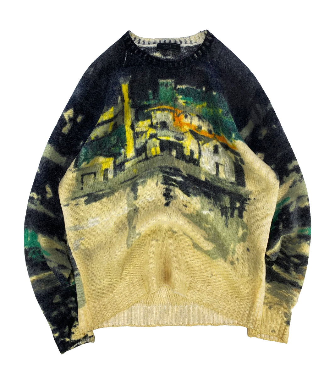 AW17 Prada Shetland ‘Village’ Tonal Wool Knitted Sweater