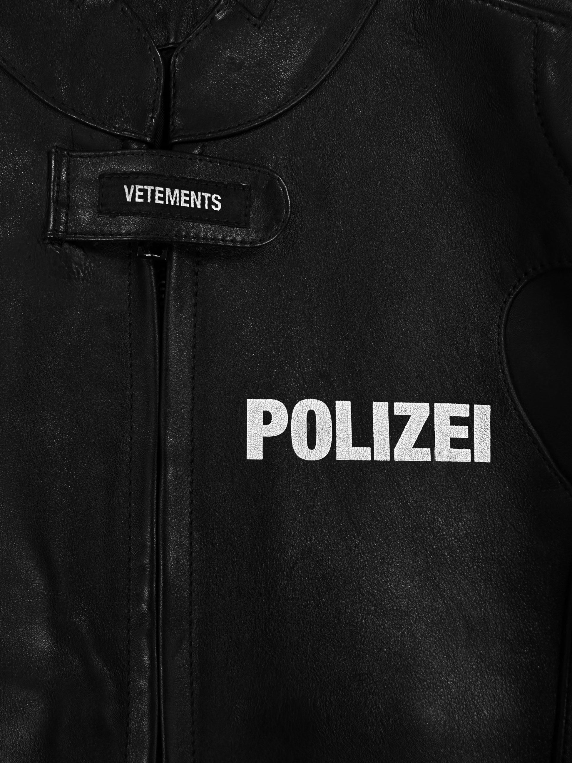 SS17 Vetements ‘Polizei’ Black Leather Moto Biker Jacket