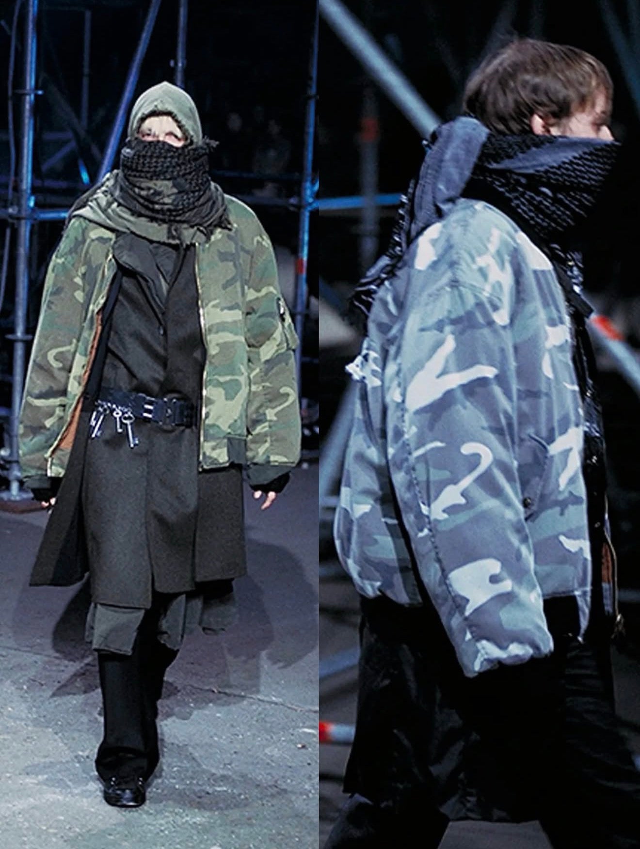 AW01 Raf Simons Riot Riot Riot Patched Black Keffiyeh Scarf