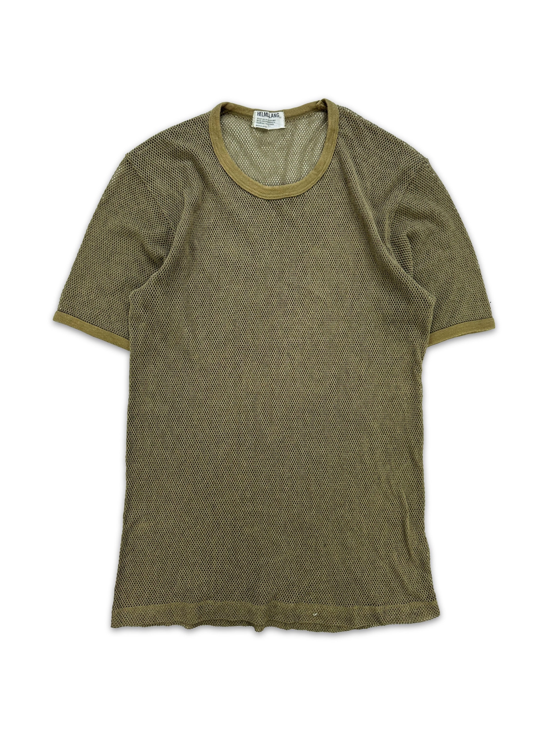 1998 Helmut Lang Olive Green Mesh T-Shirt
