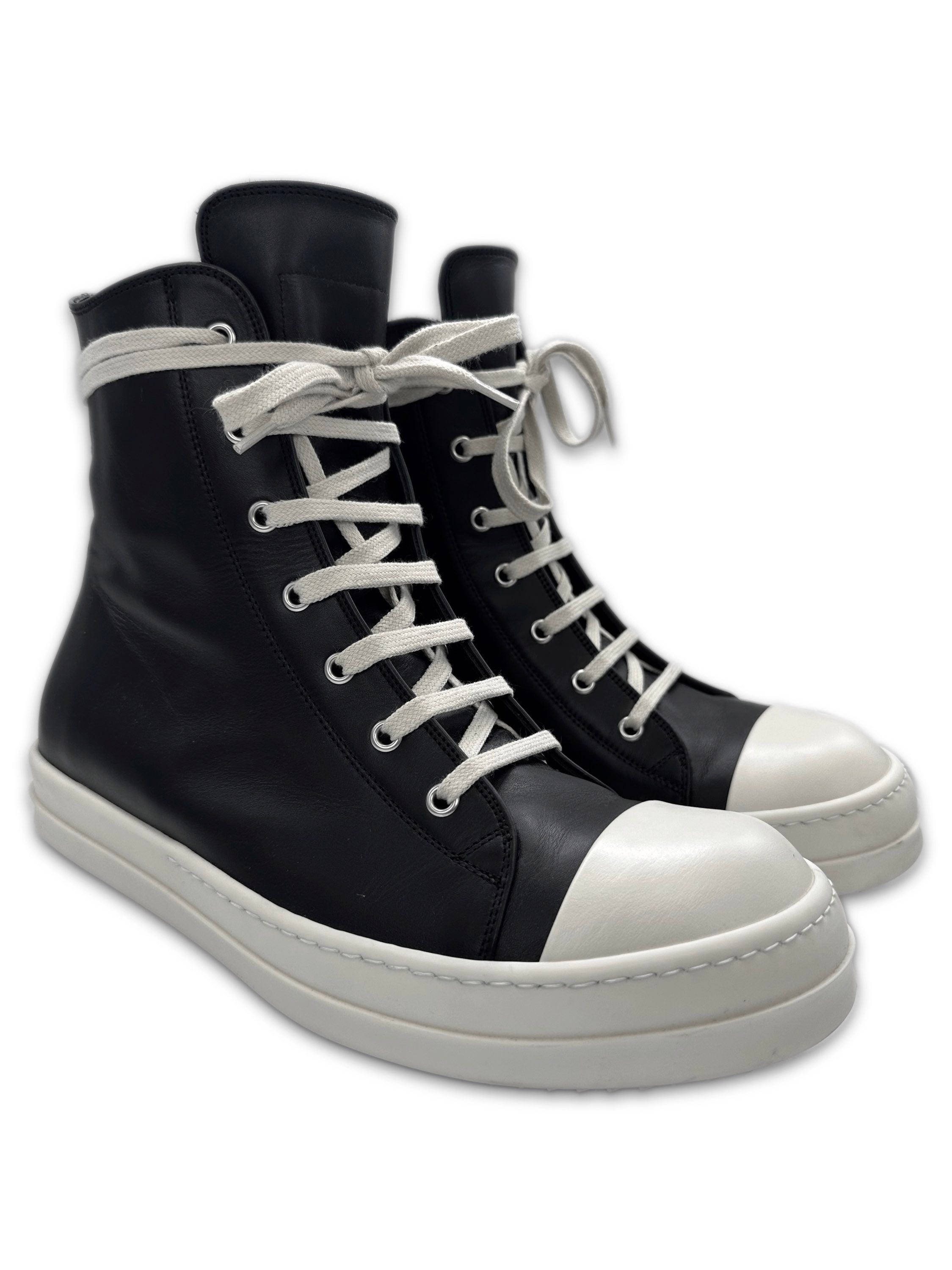Rick Owens Mainline Leather ‘Ramone’ Hi-top Black Sneaker