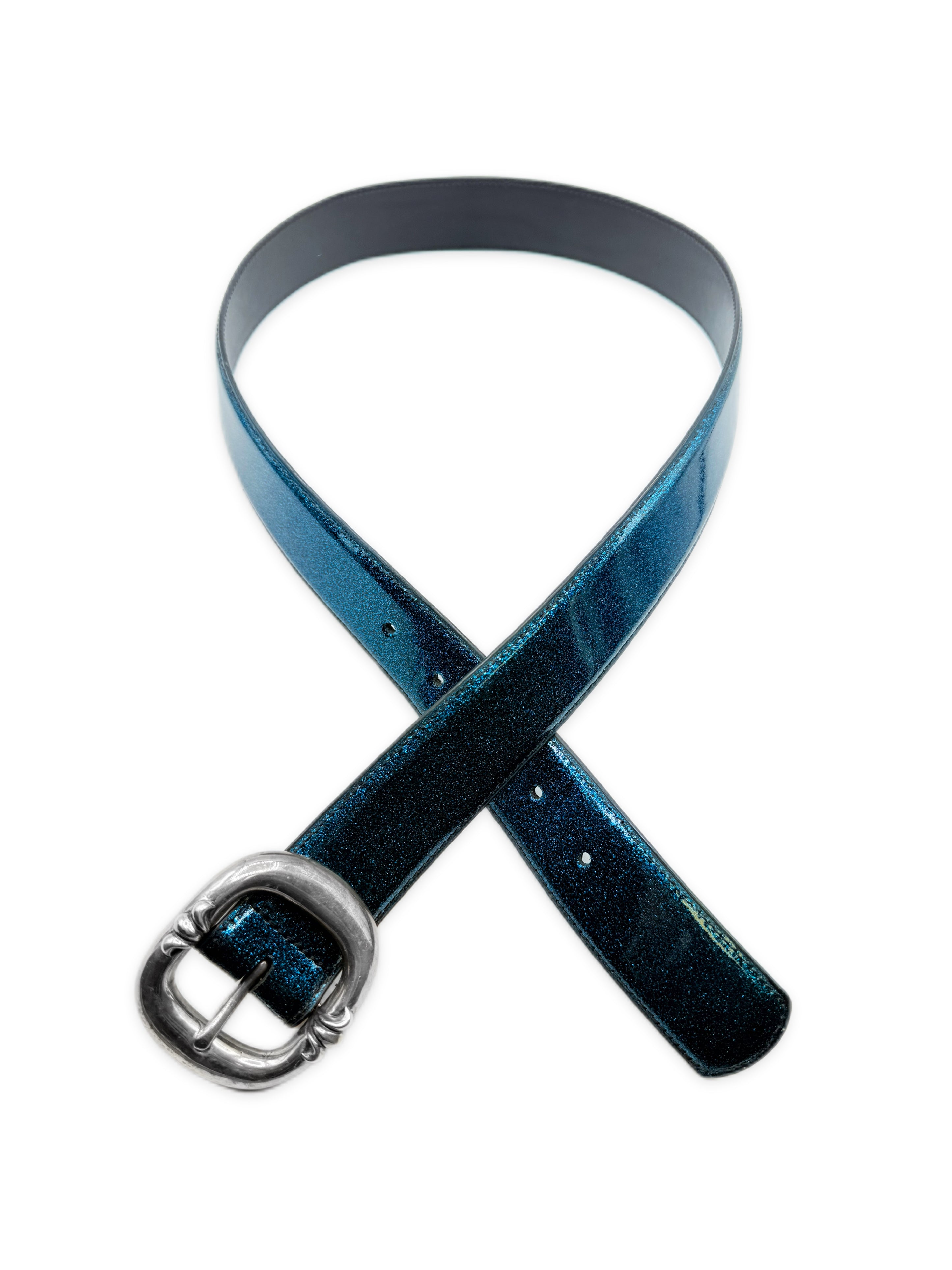 Chrome Hearts Galaxy Gunslinger St Barths Exclusive Blue Leather Belt