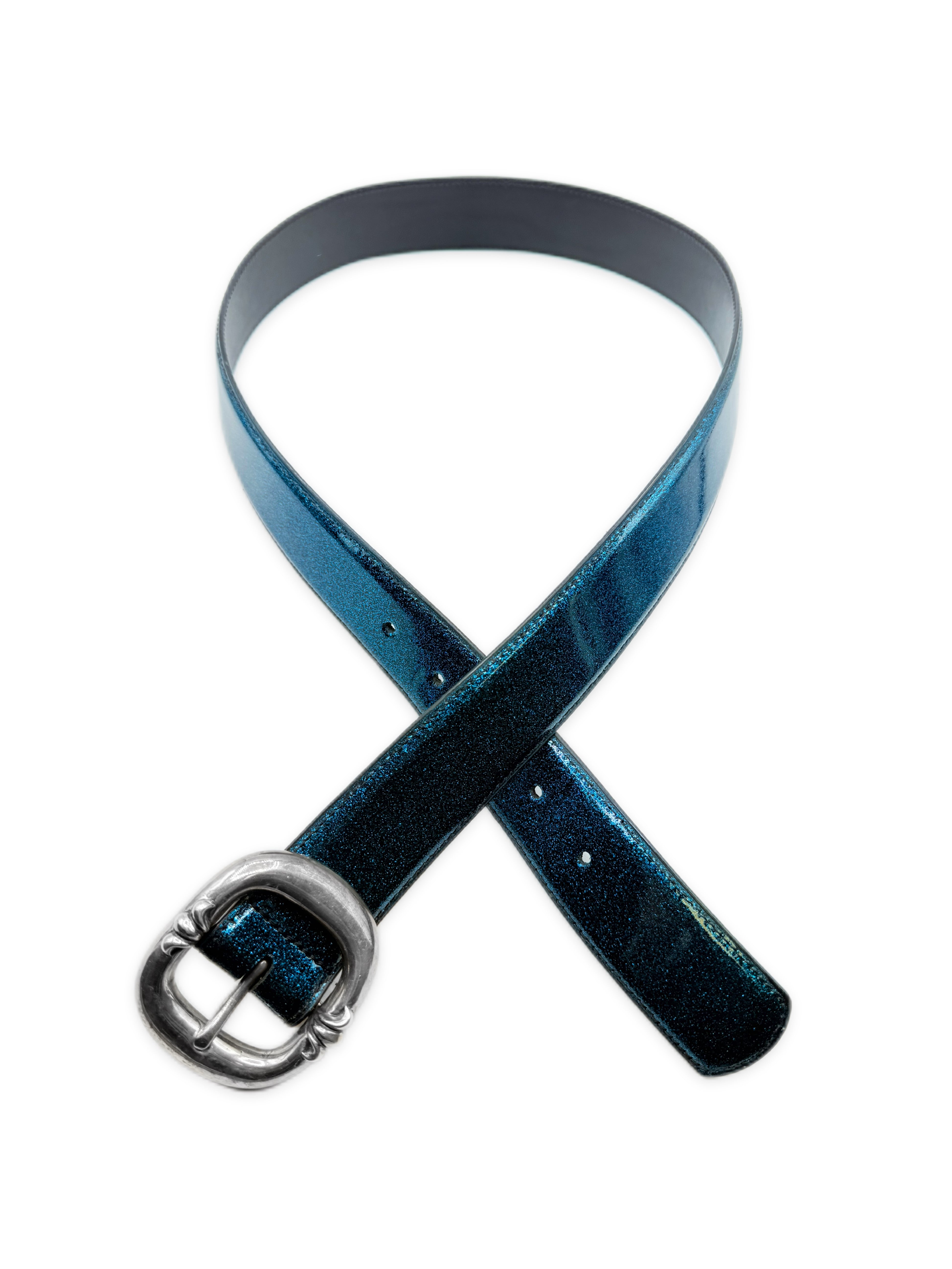 Chrome Hearts Galaxy Gunslinger St Barths Exclusive Blue Leather Belt