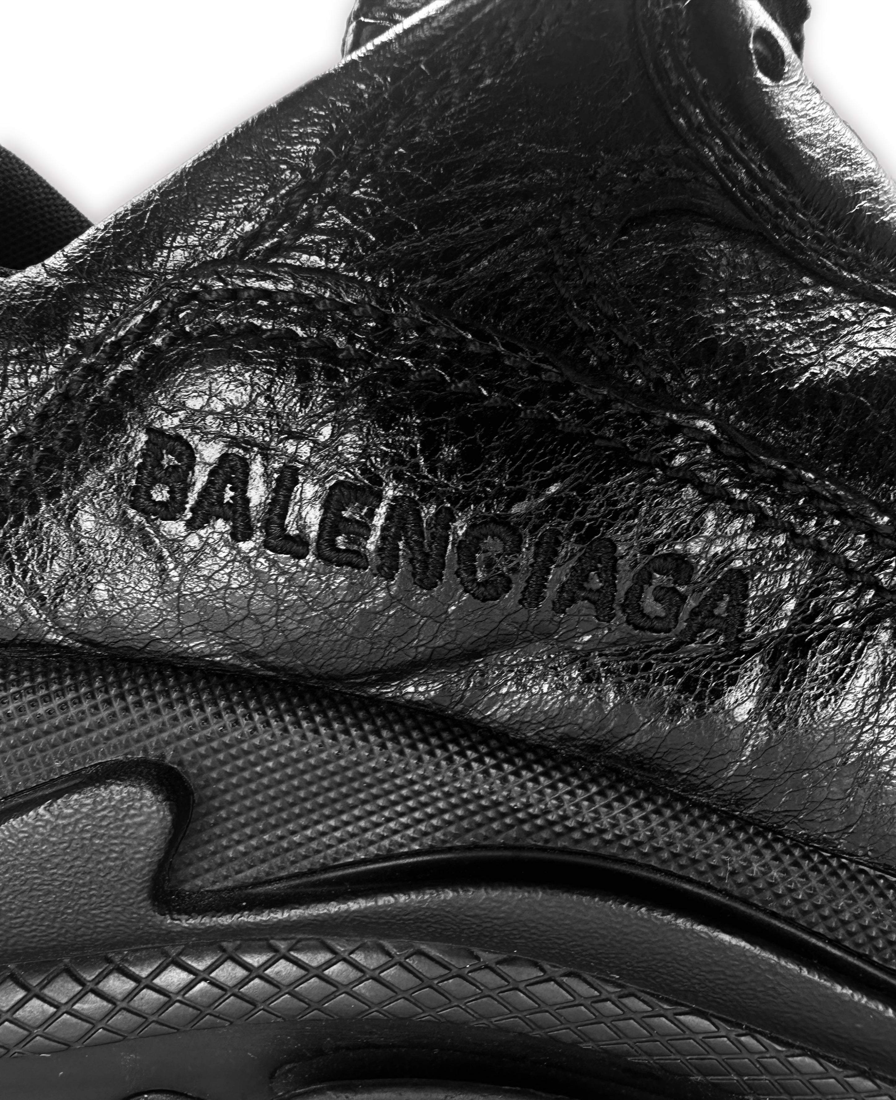 Balenciaga Black ‘Triple S’ Chunky Patent Leather Sneakers