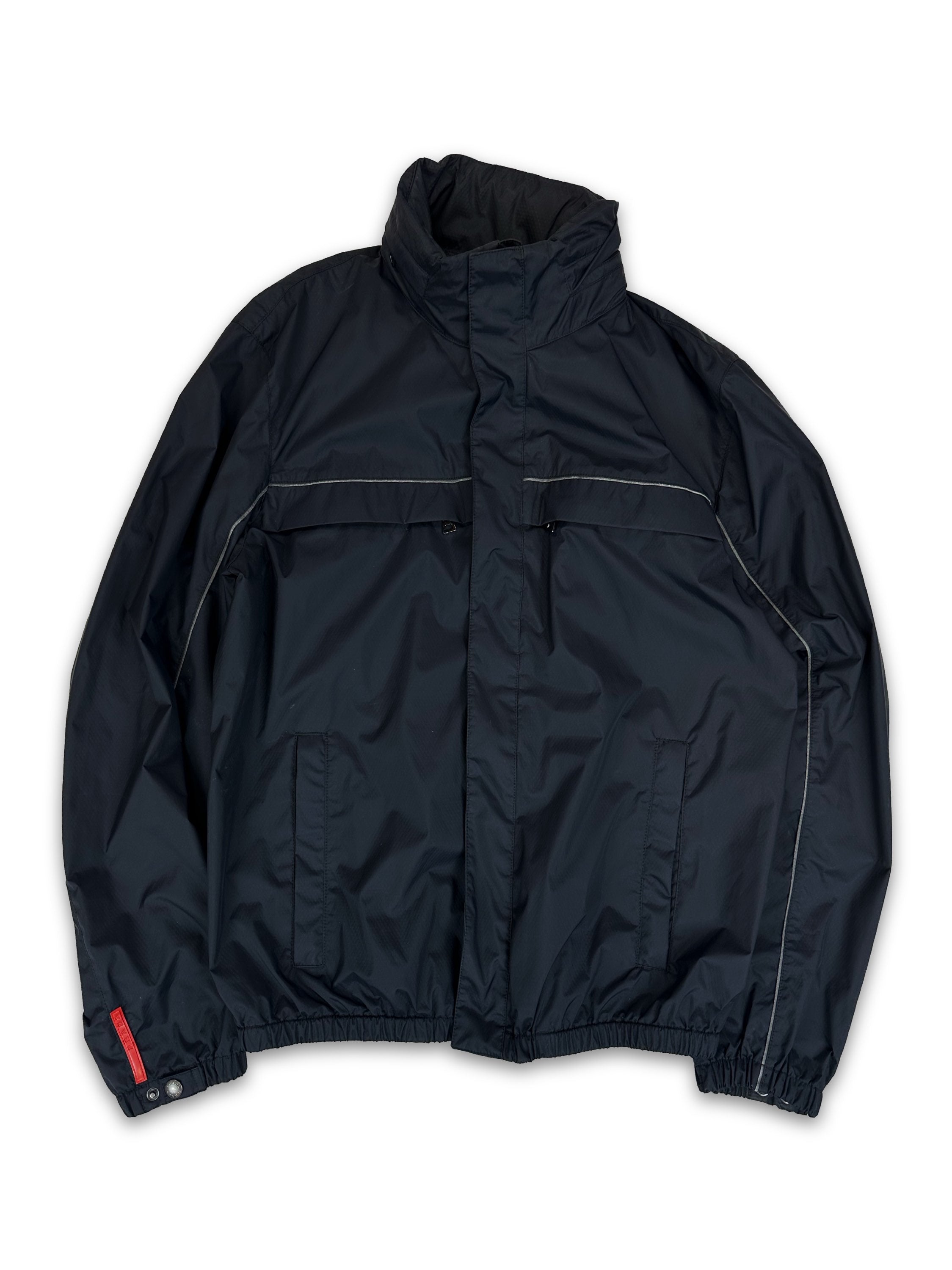 00s Prada Sport Navy Blue Packable Hood Multi-zip Jacket