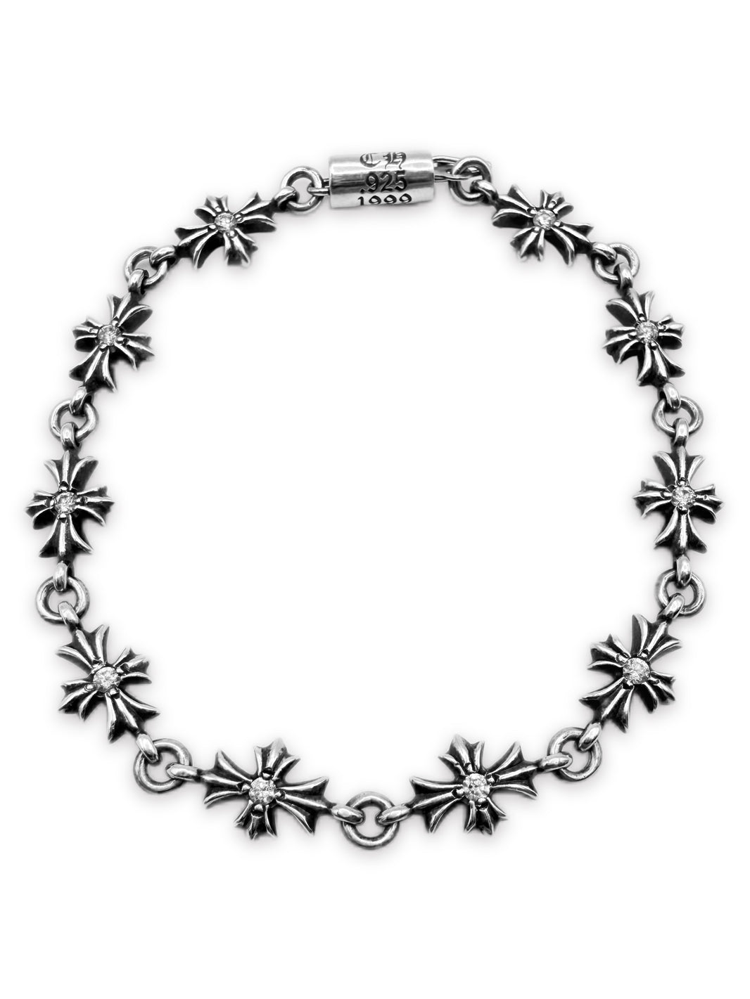Chrome Hearts Diamond Factory Set Tiny E .925 Silver 10 Link Bracelet