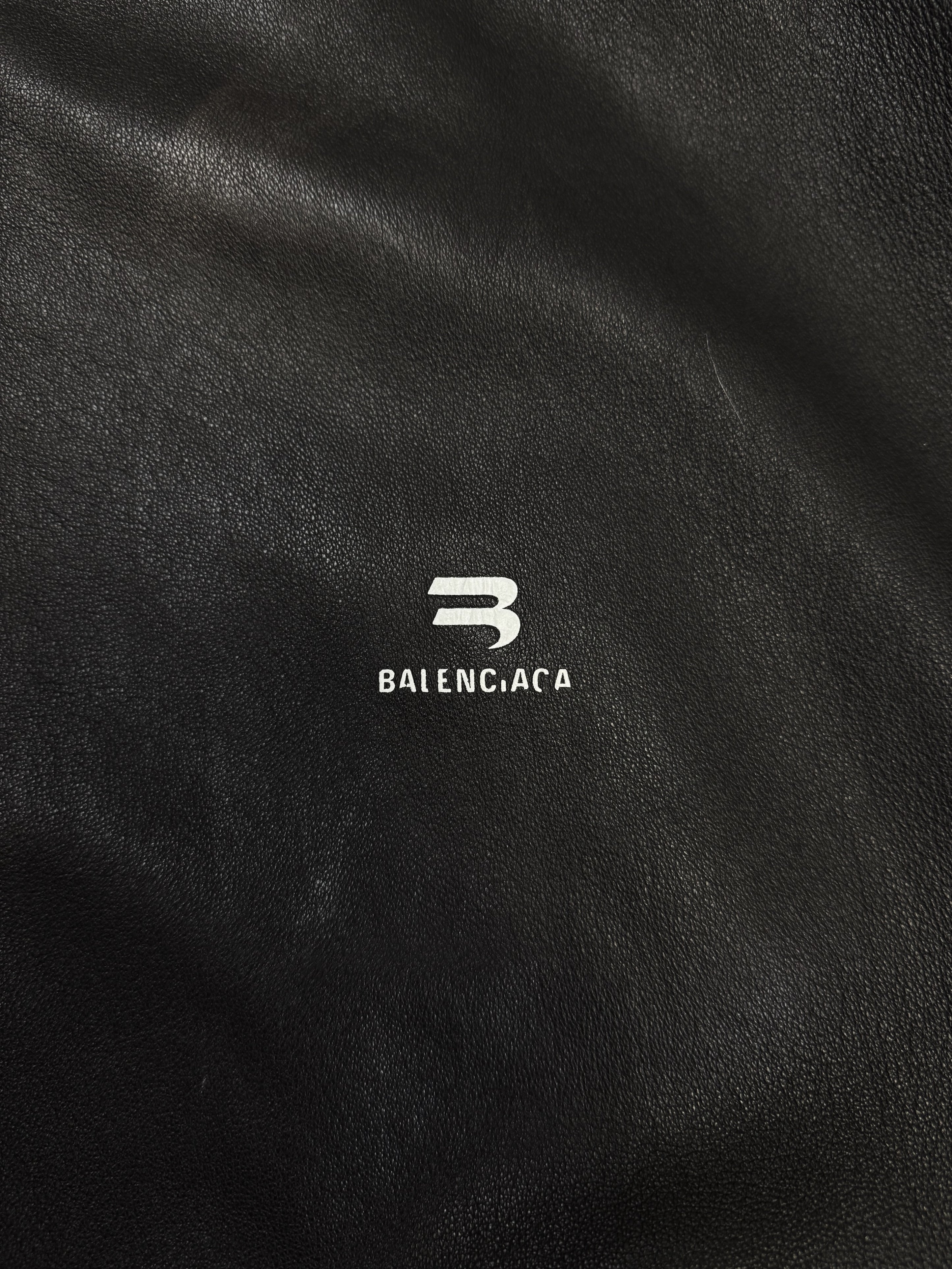 AW22 Balenciaga ‘Taxi’ BB Sport Logo Leather Bomber Jacket