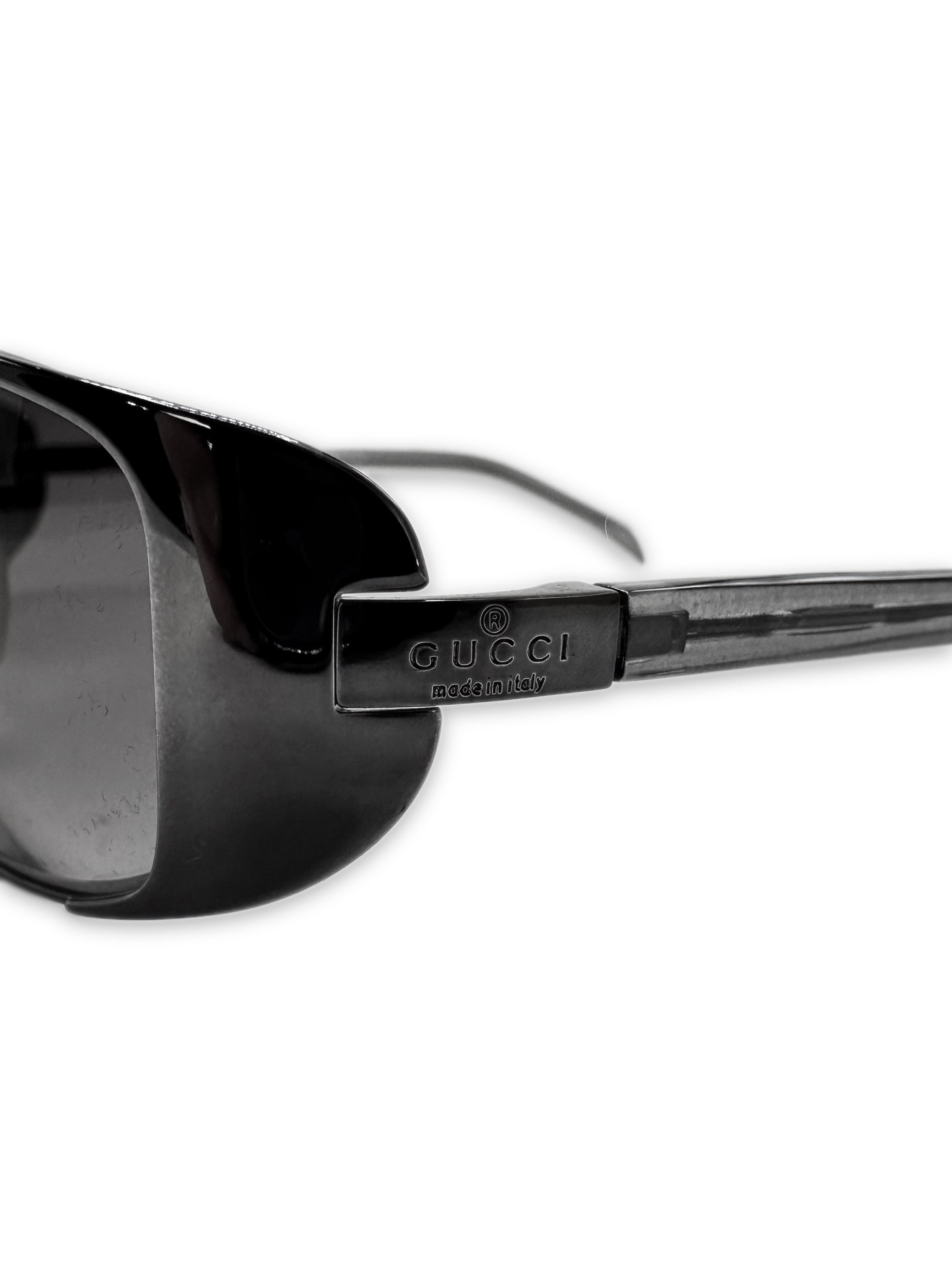 Gucci Rounded Black Tint Logo Sunglasses