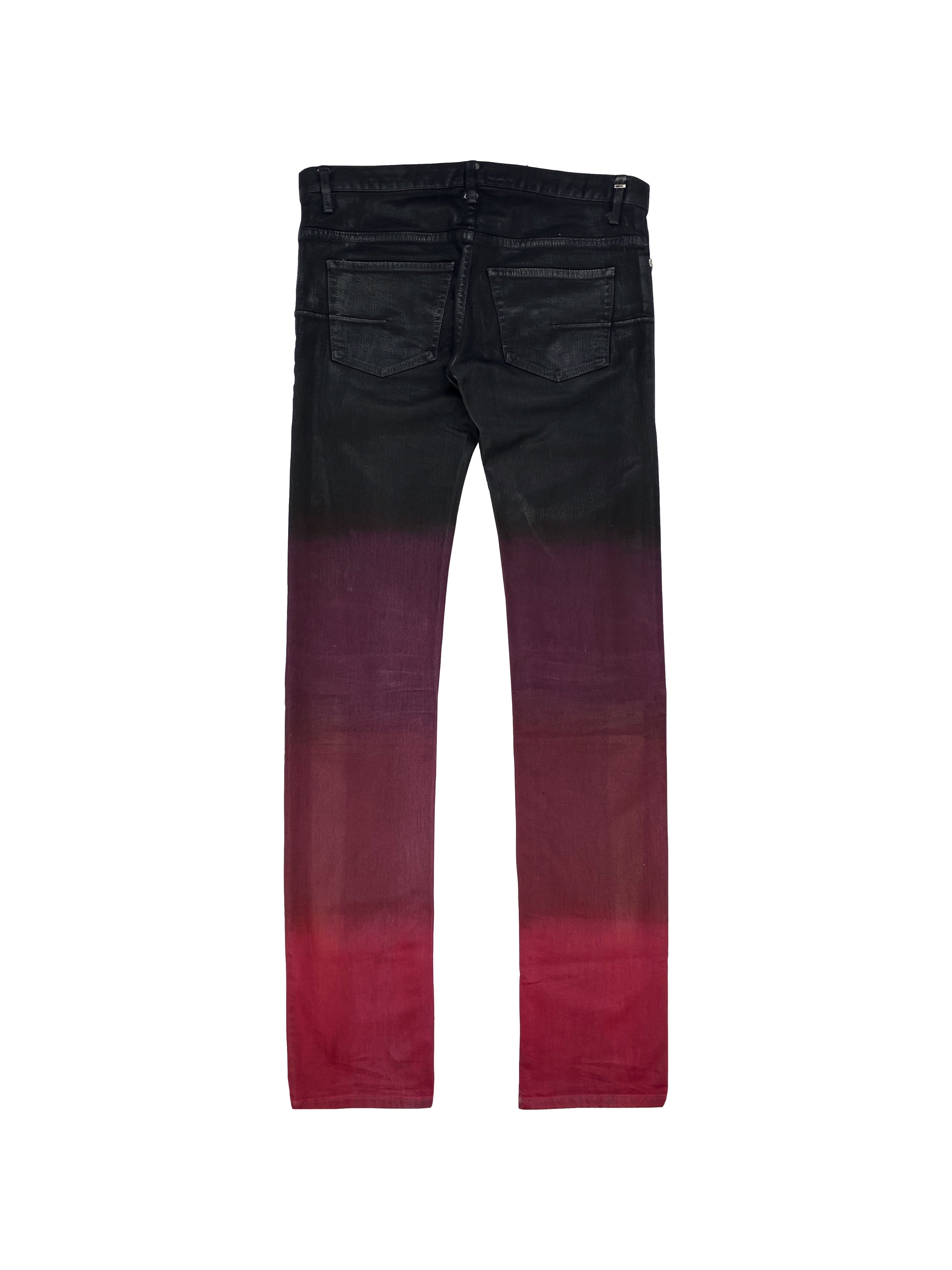 Dior by Hedi Slimane Gradient Dip-Dye Waxed Skinny Denim