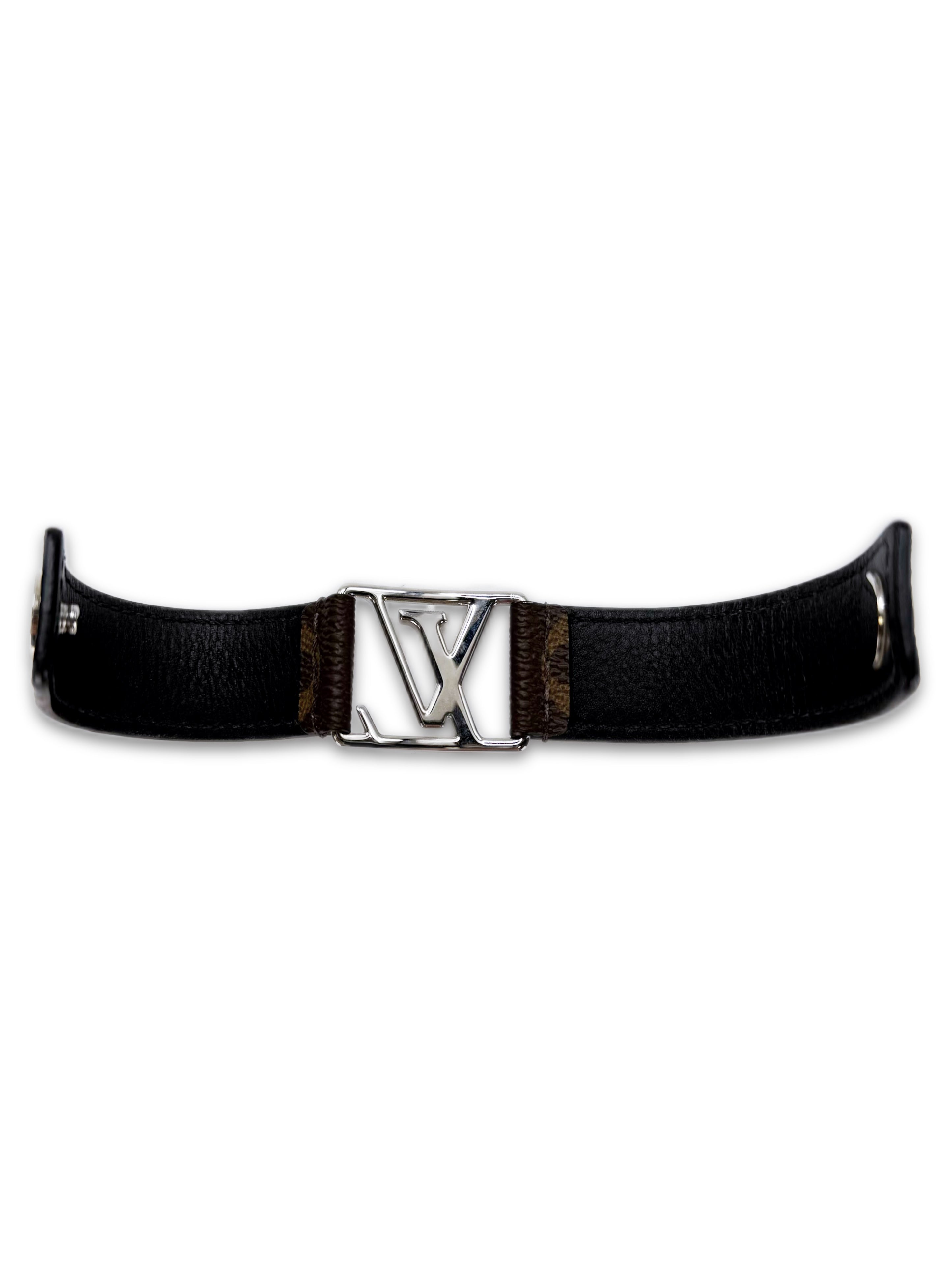 Louis Vuitton Monogram ‘LV’ Buckle Leather Bracelet